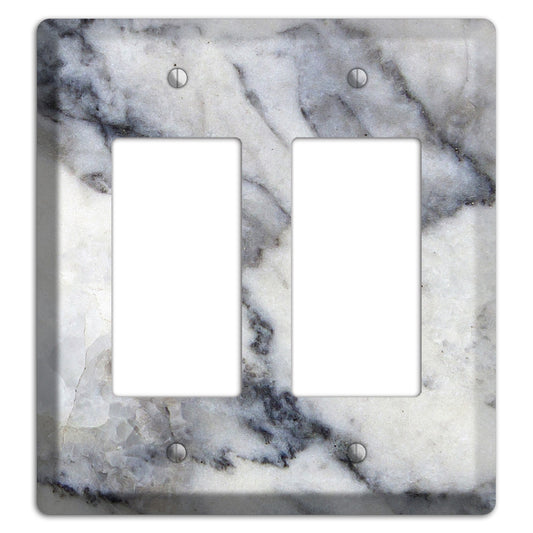 White and Grey Marble 2 Rocker Wallplate