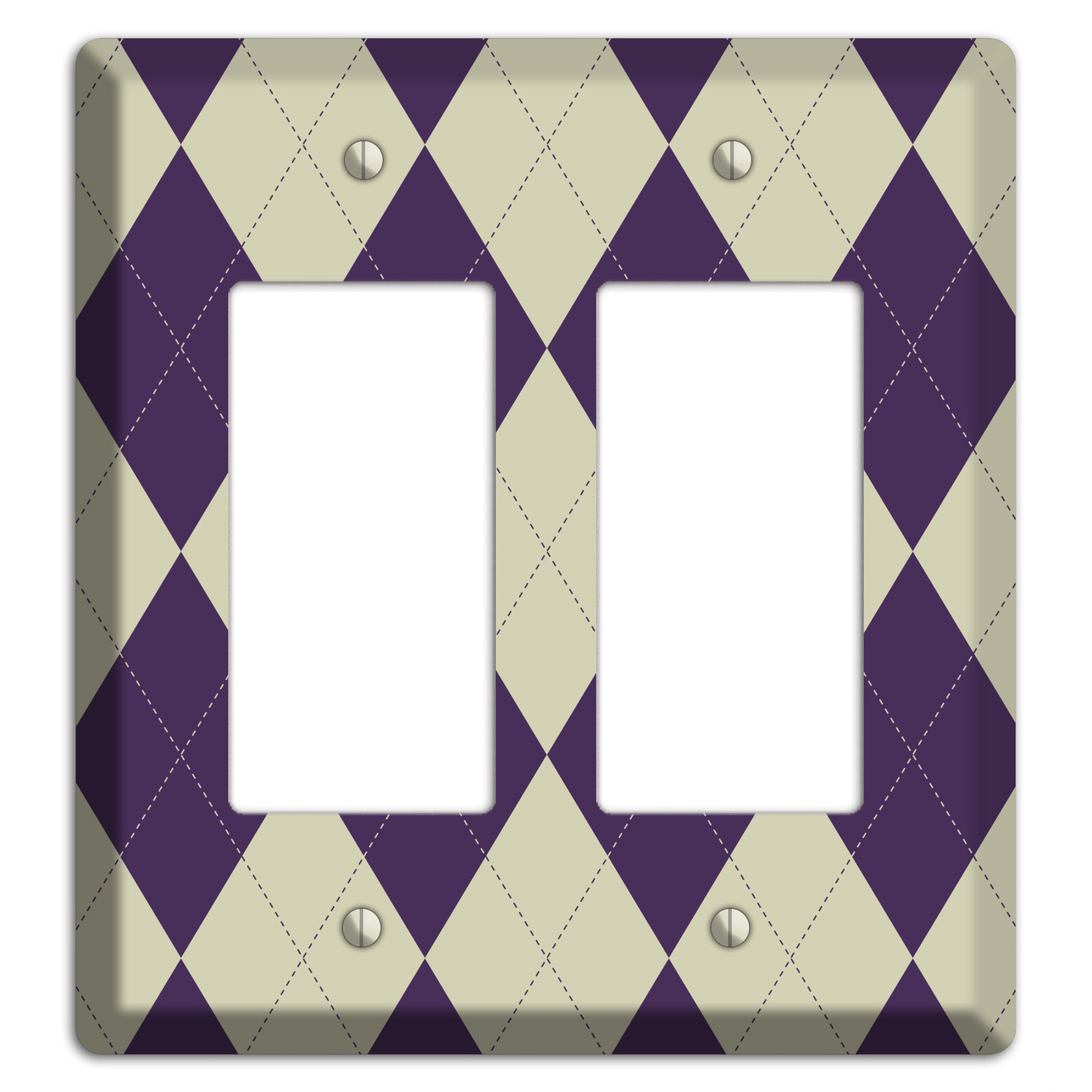 Purple and Tan Argyle 2 Rocker Wallplate
