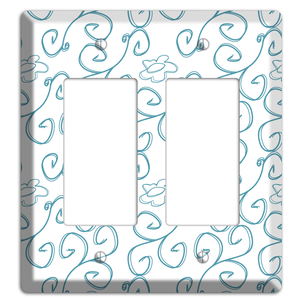 Blue Scroll Flower Contour 2 Rocker Wallplate