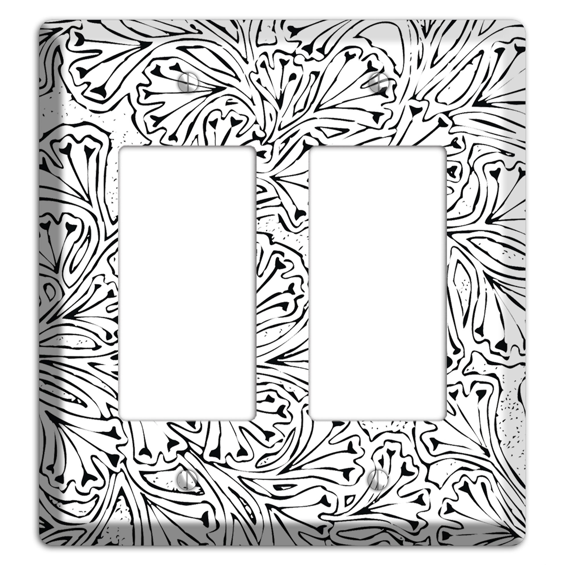 Deco White with Black Interlocking Floral 2 Rocker Wallplate