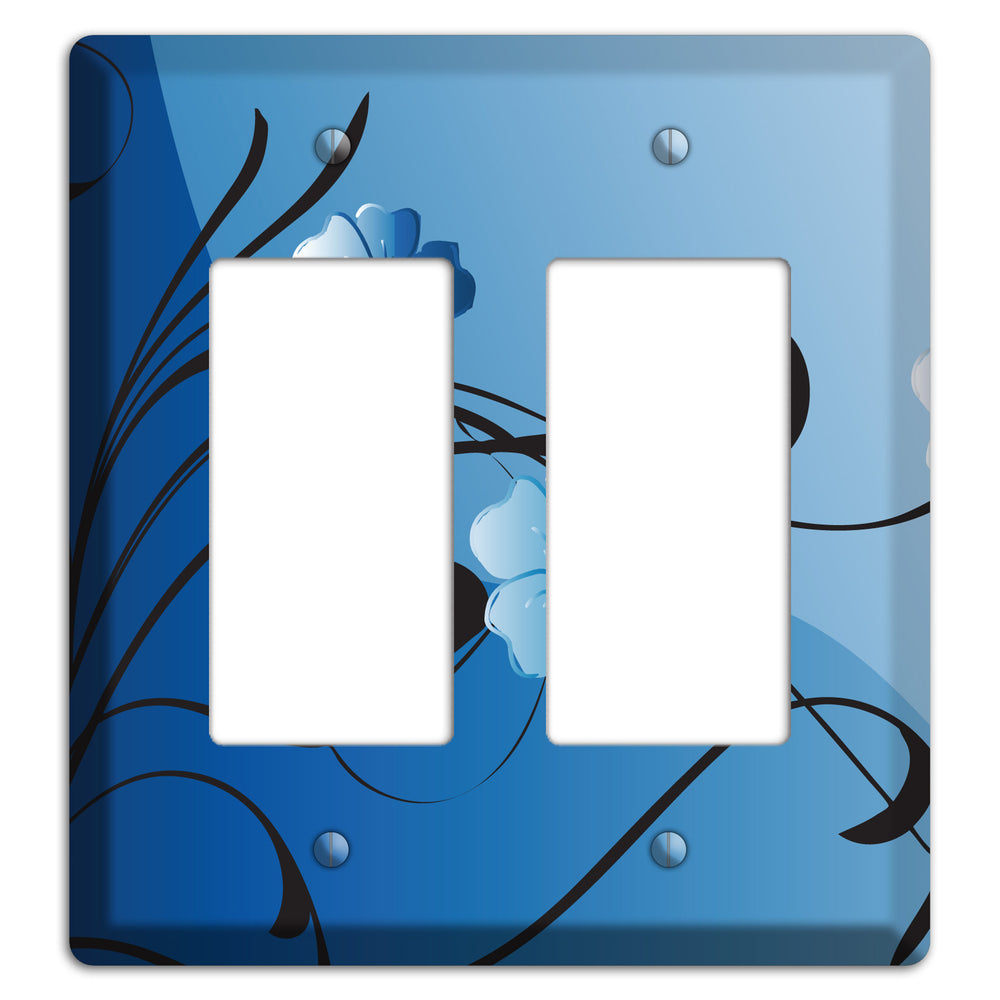 Blue Floral Sprig 2 Rocker Wallplate
