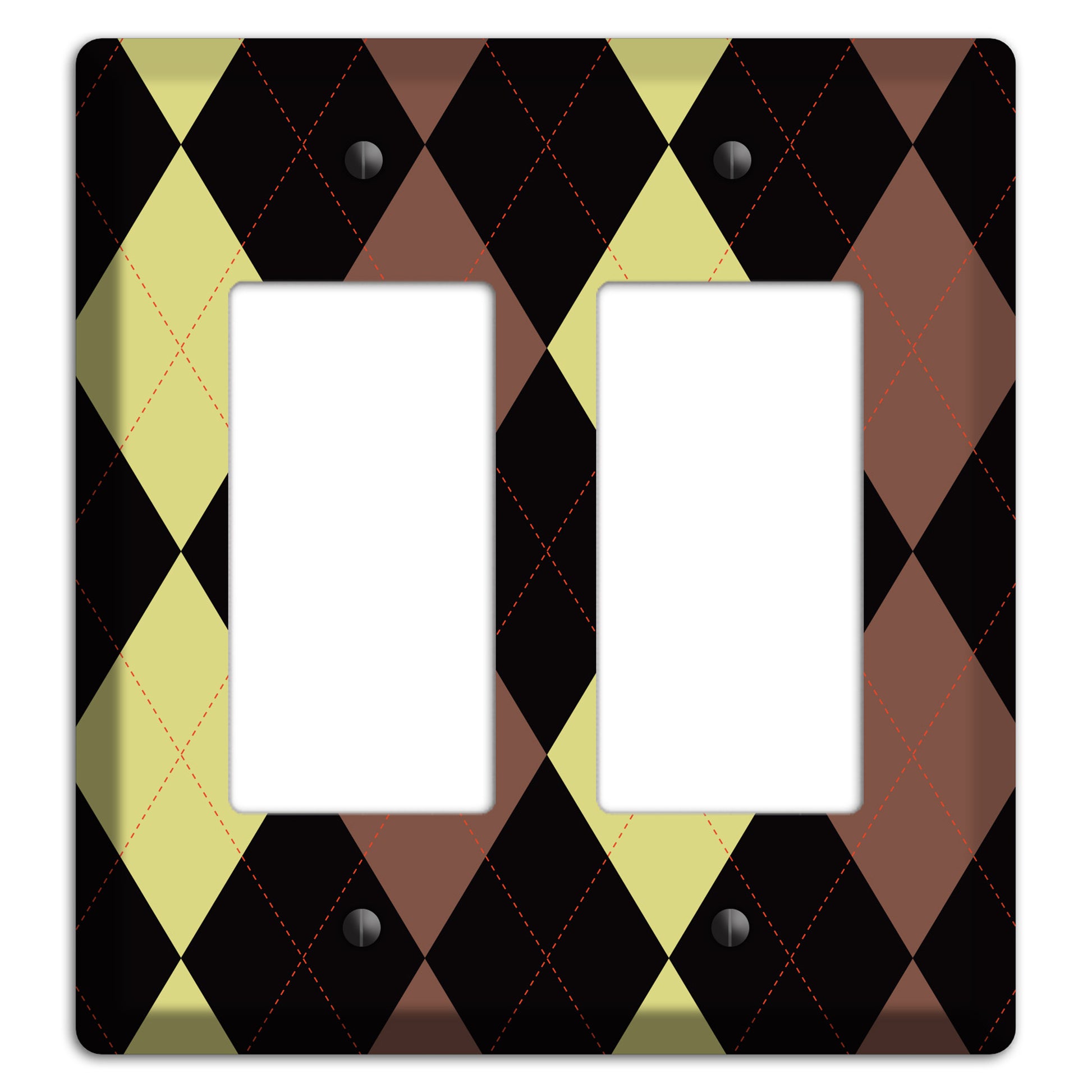 Yellow and Brown Argyle 2 Rocker Wallplate