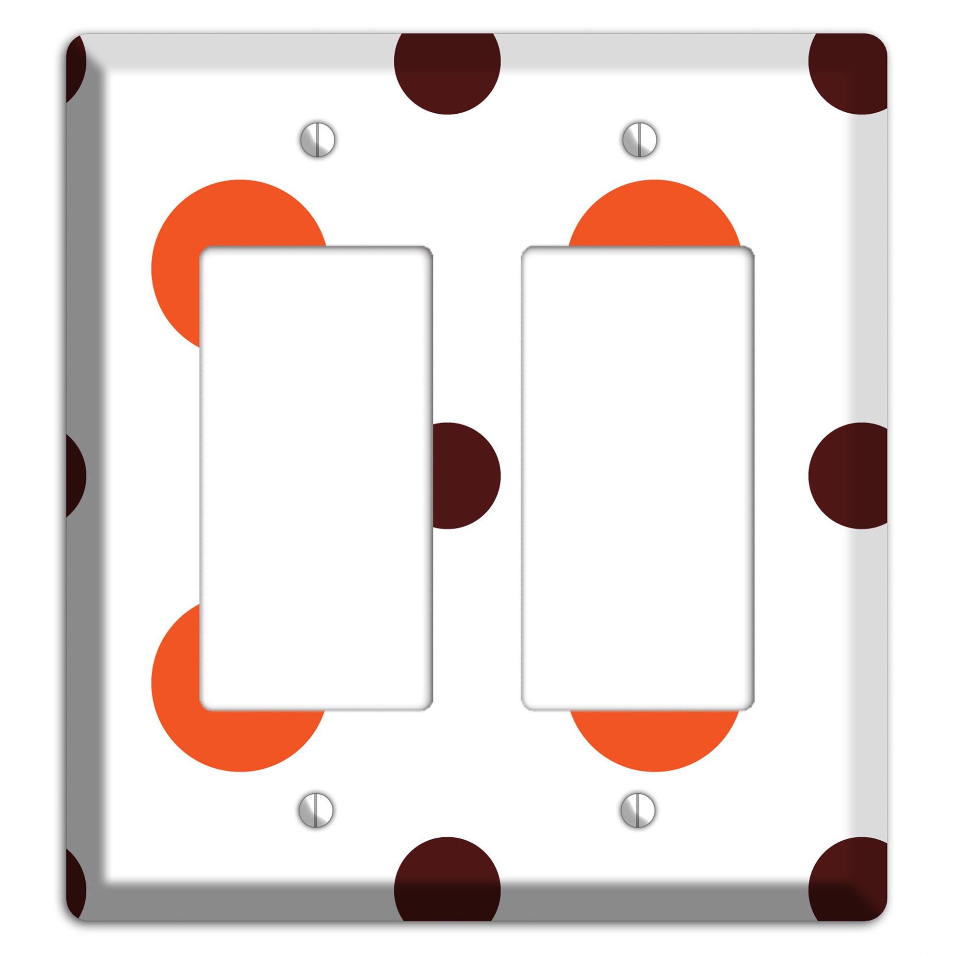 Coral and Brown Multi Medium Polka Dots 2 Rocker Wallplate