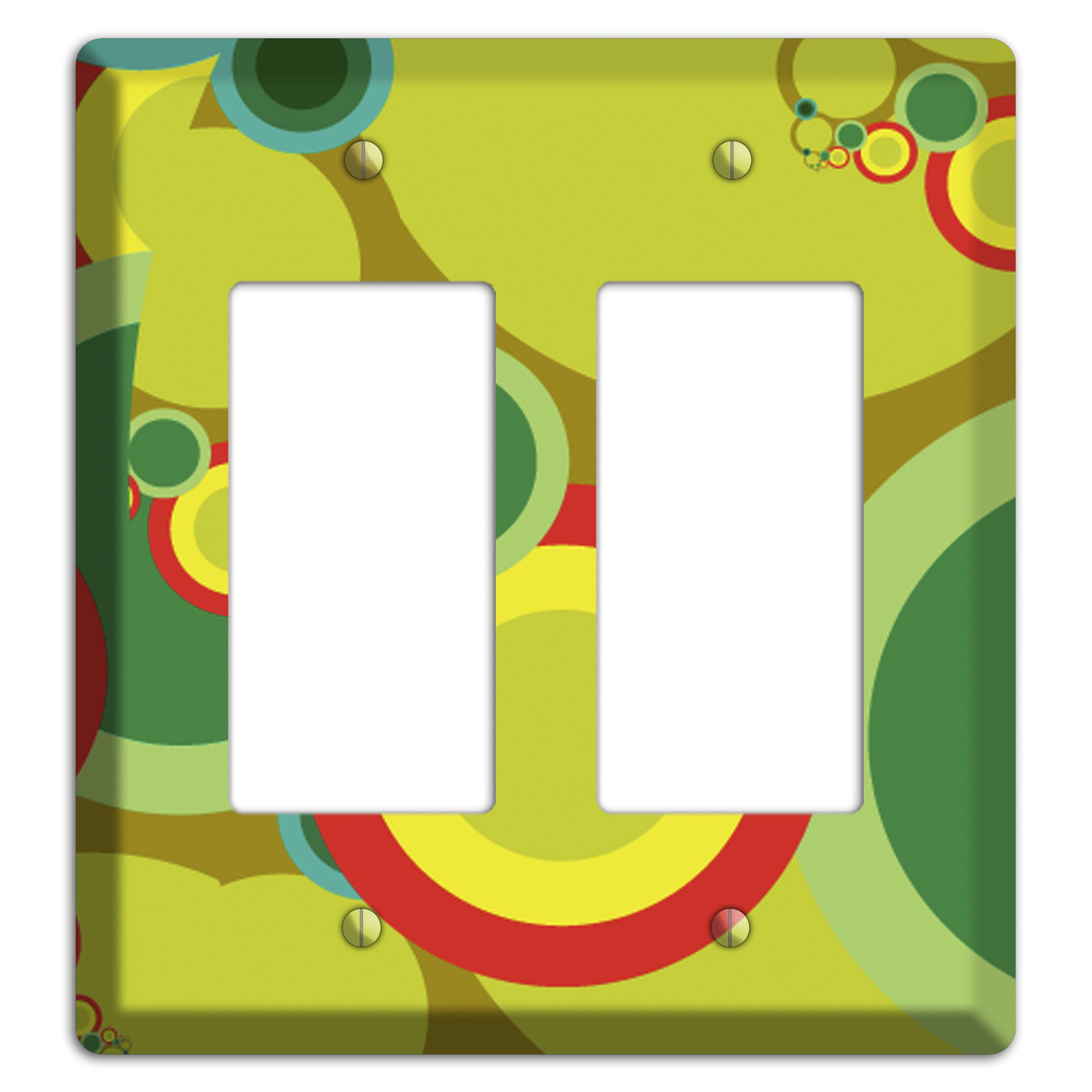 Green and Yellow Abstract Circles 2 Rocker Wallplate