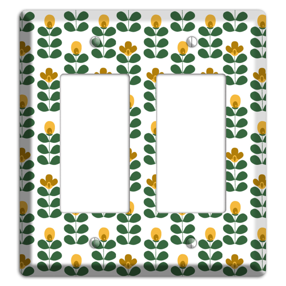Dark Green Deco Floral Half Drop 2 Rocker Wallplate