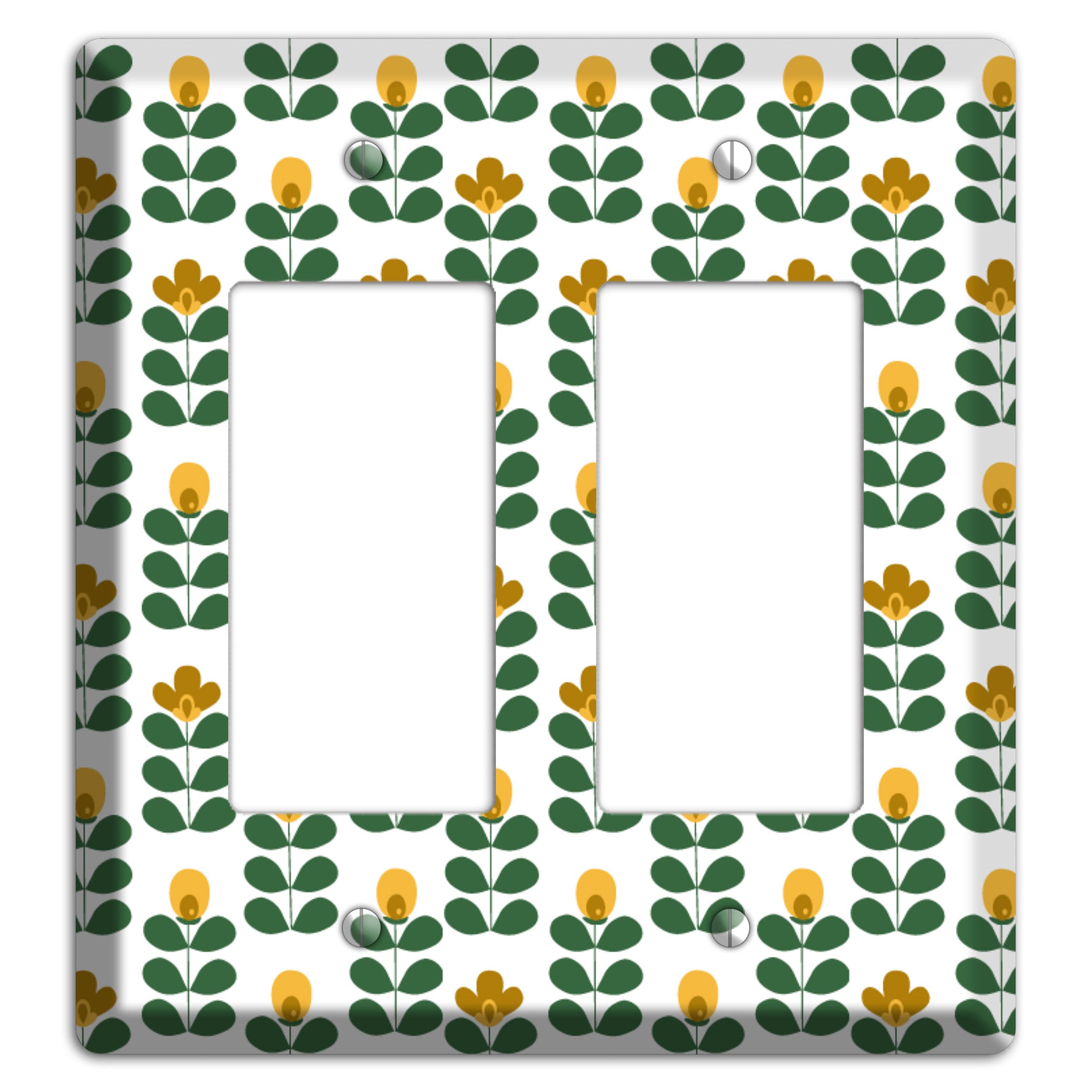 Dark Green Deco Floral Half Drop 2 Rocker Wallplate