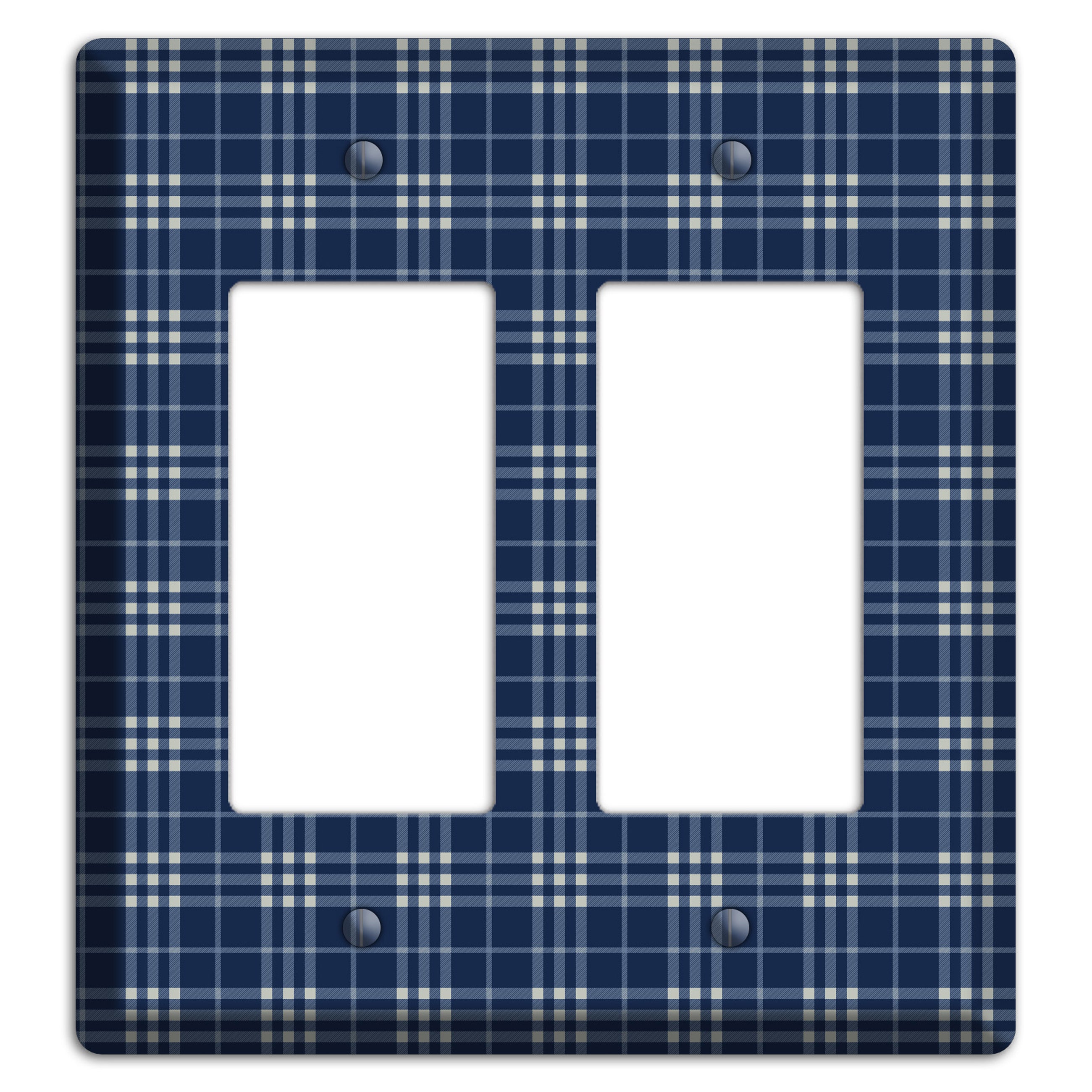 Blue and White Plaid 2 Rocker Wallplate