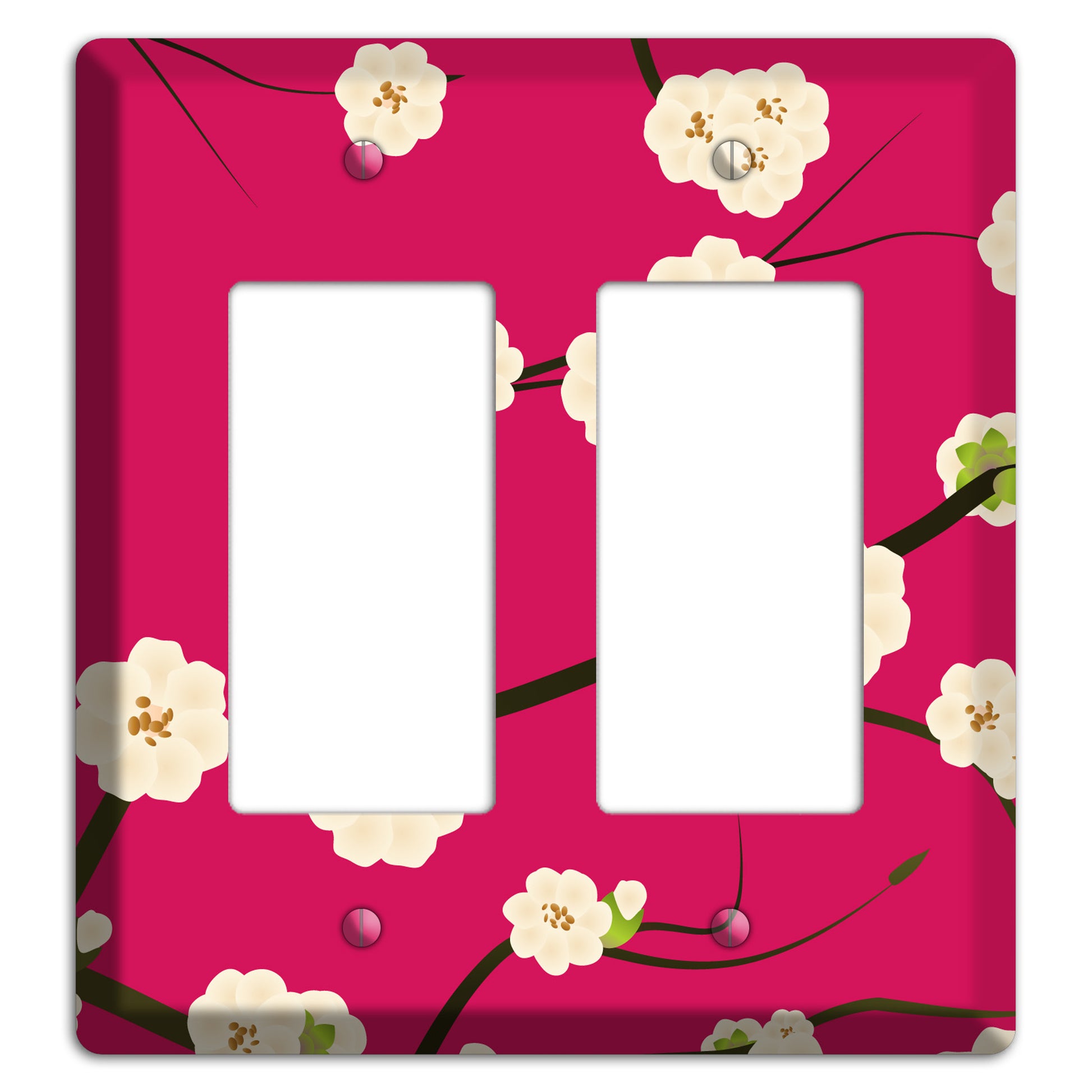 Red Cherry Bloosoms 2 Rocker Wallplate