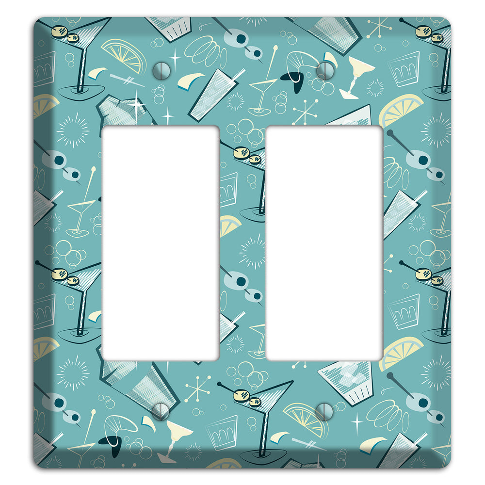 Retro Cocktails Teal 2 Rocker Wallplate