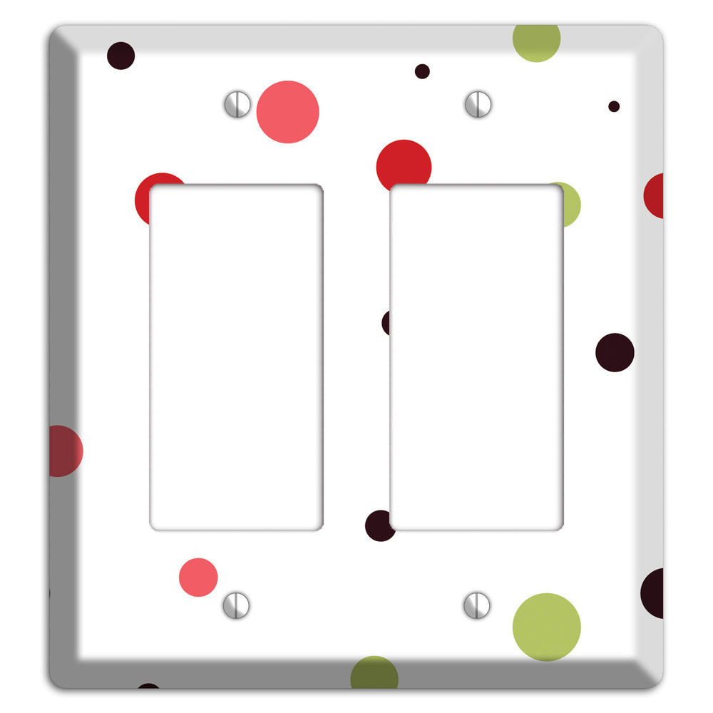 White with Multi Pink Small Dots 2 Rocker Wallplate