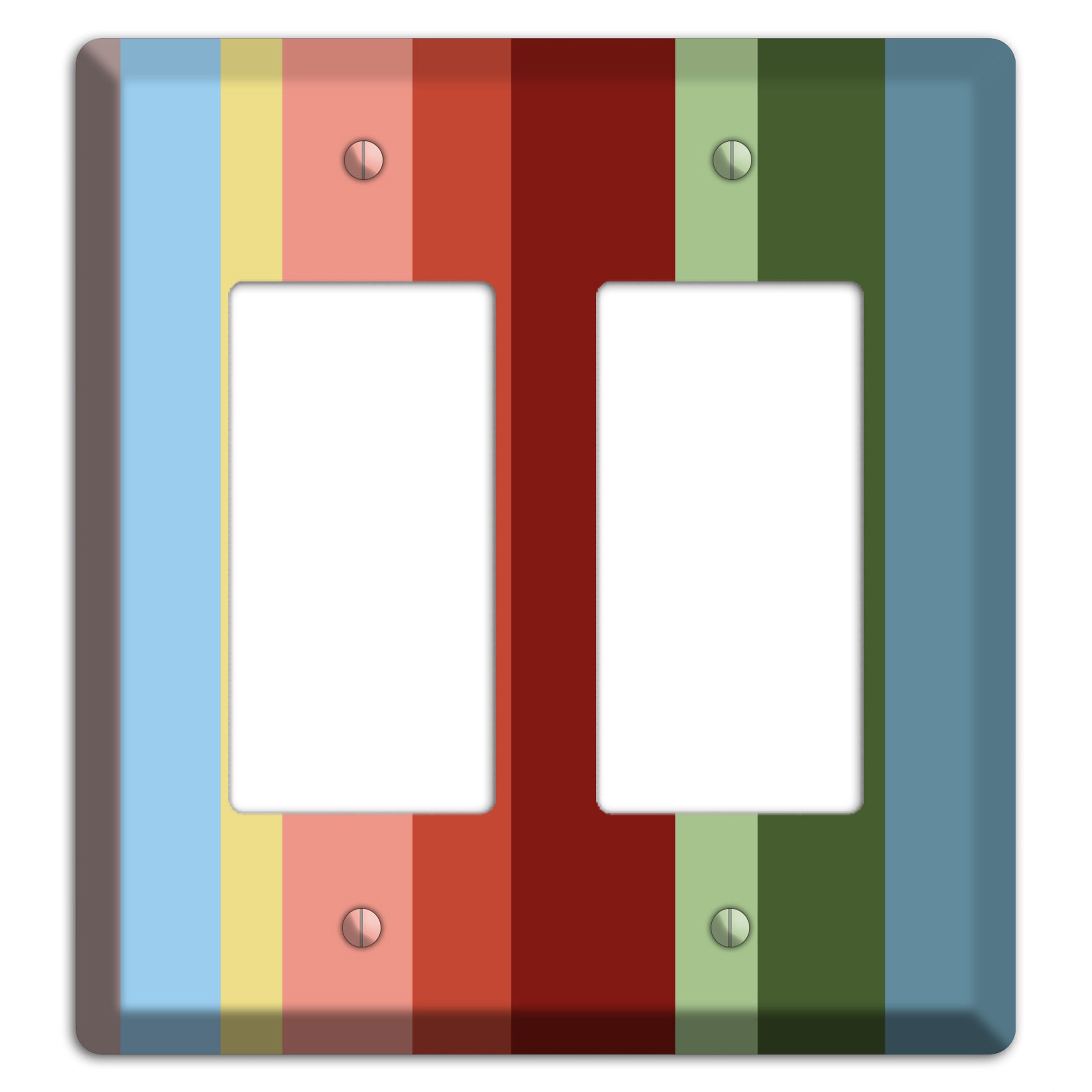 Multi Pastel Vertical Stripe 2 Rocker Wallplate