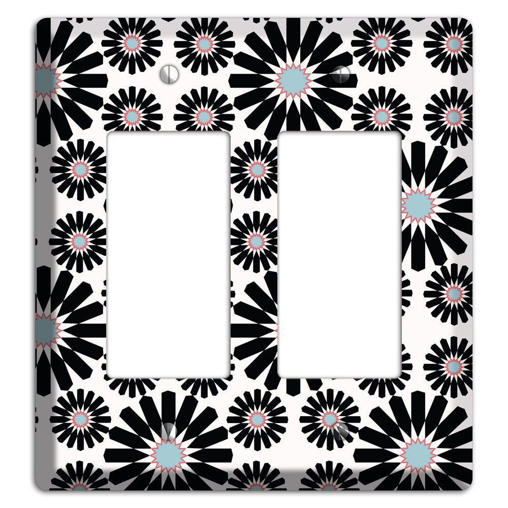 Dusty Blue Maroon Scandinavian Floral 2 Rocker Wallplate