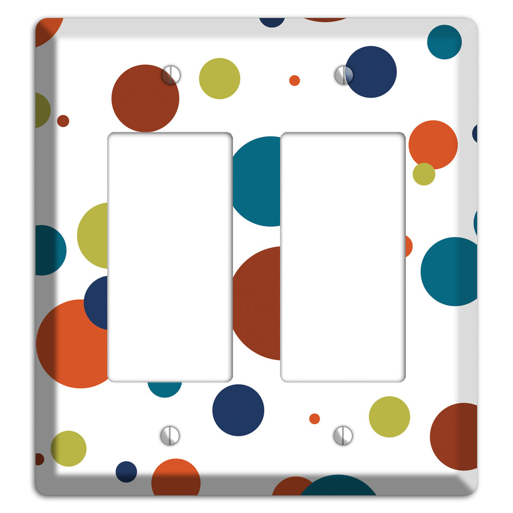 White with Multi Color Medium Dots 2 Rocker Wallplate