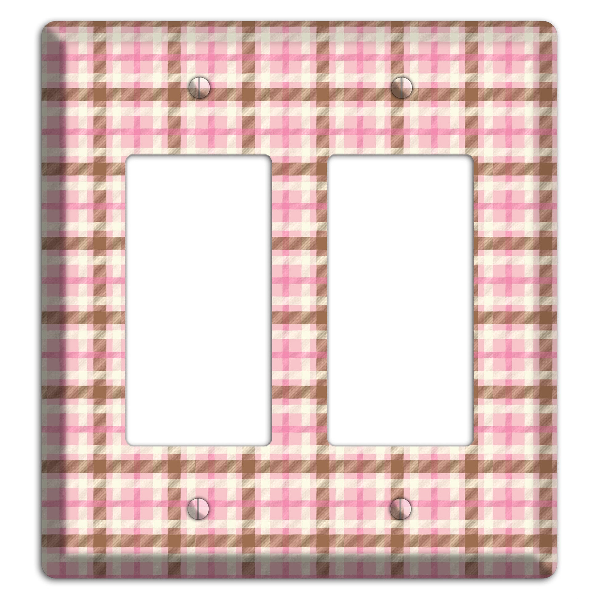 Pink and Brown Plaid 2 Rocker Wallplate