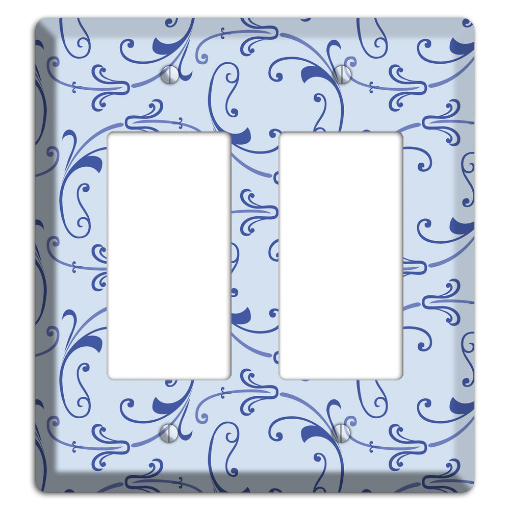 Light Blue Victorian Sprig 2 Rocker Wallplate