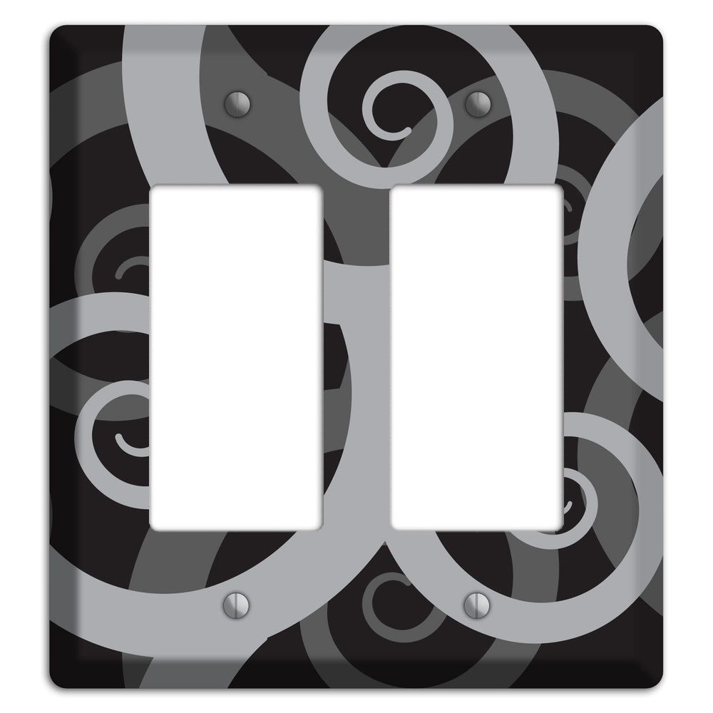 Black with Grey Large Swirl 2 Rocker Wallplate