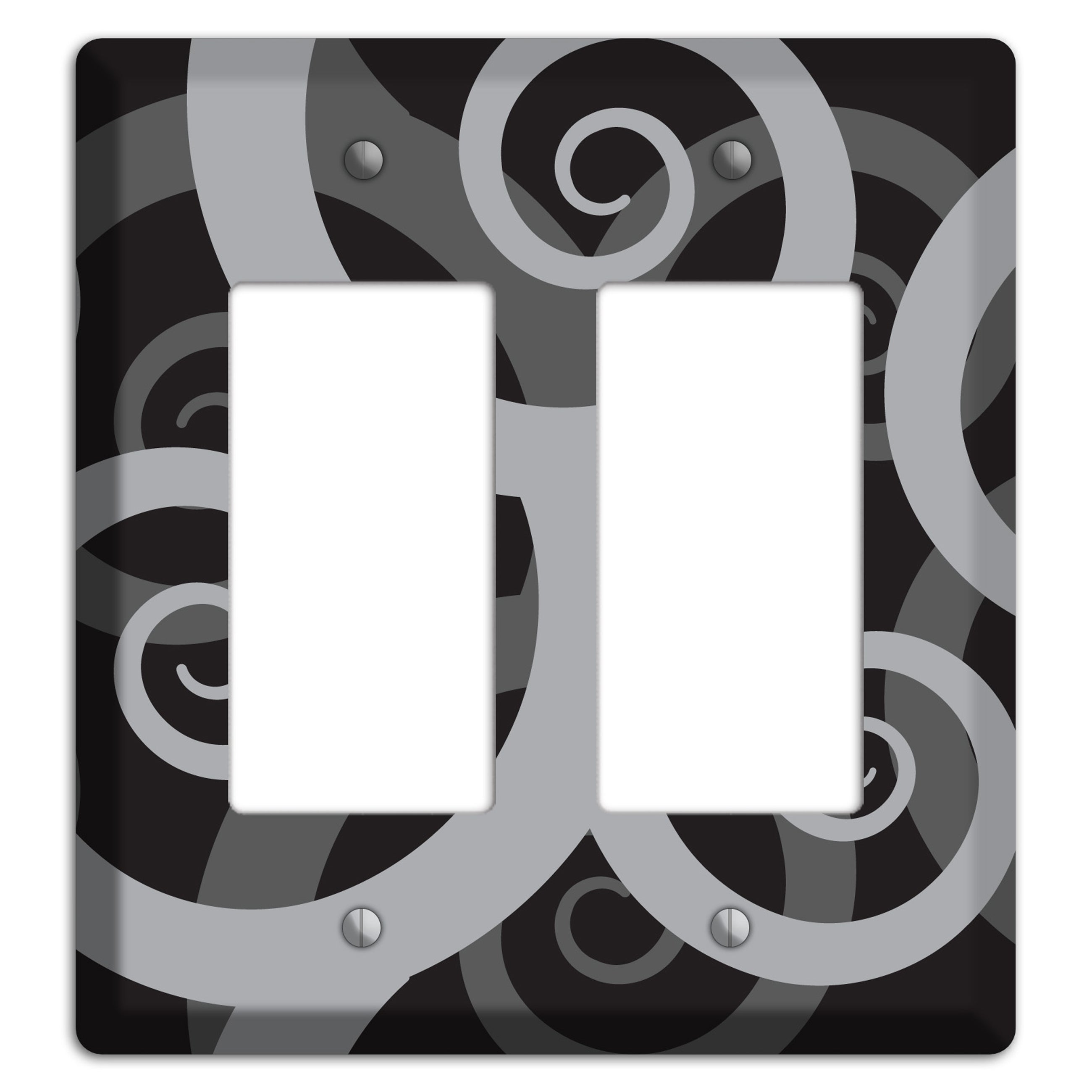 Black with Grey Large Swirl 2 Rocker Wallplate
