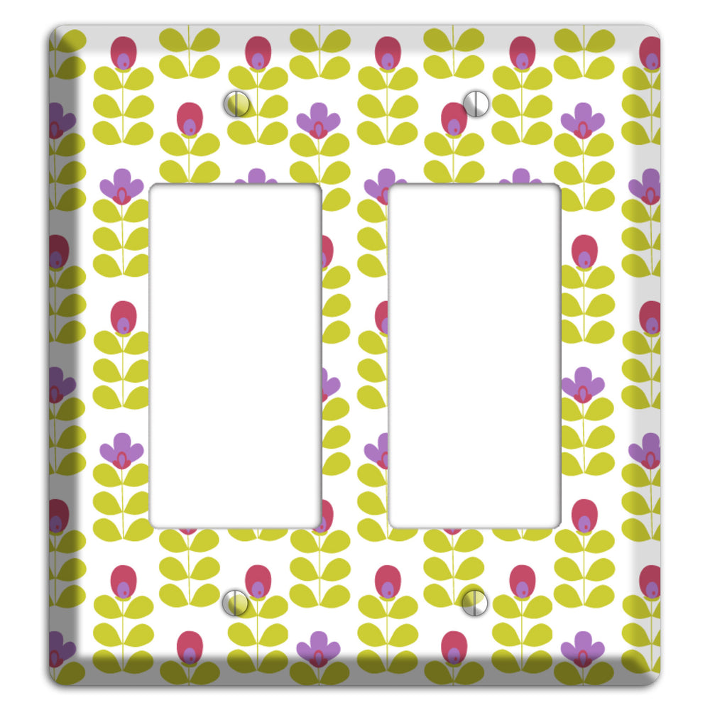 Yellow Deco Floral Half Drop 2 Rocker Wallplate