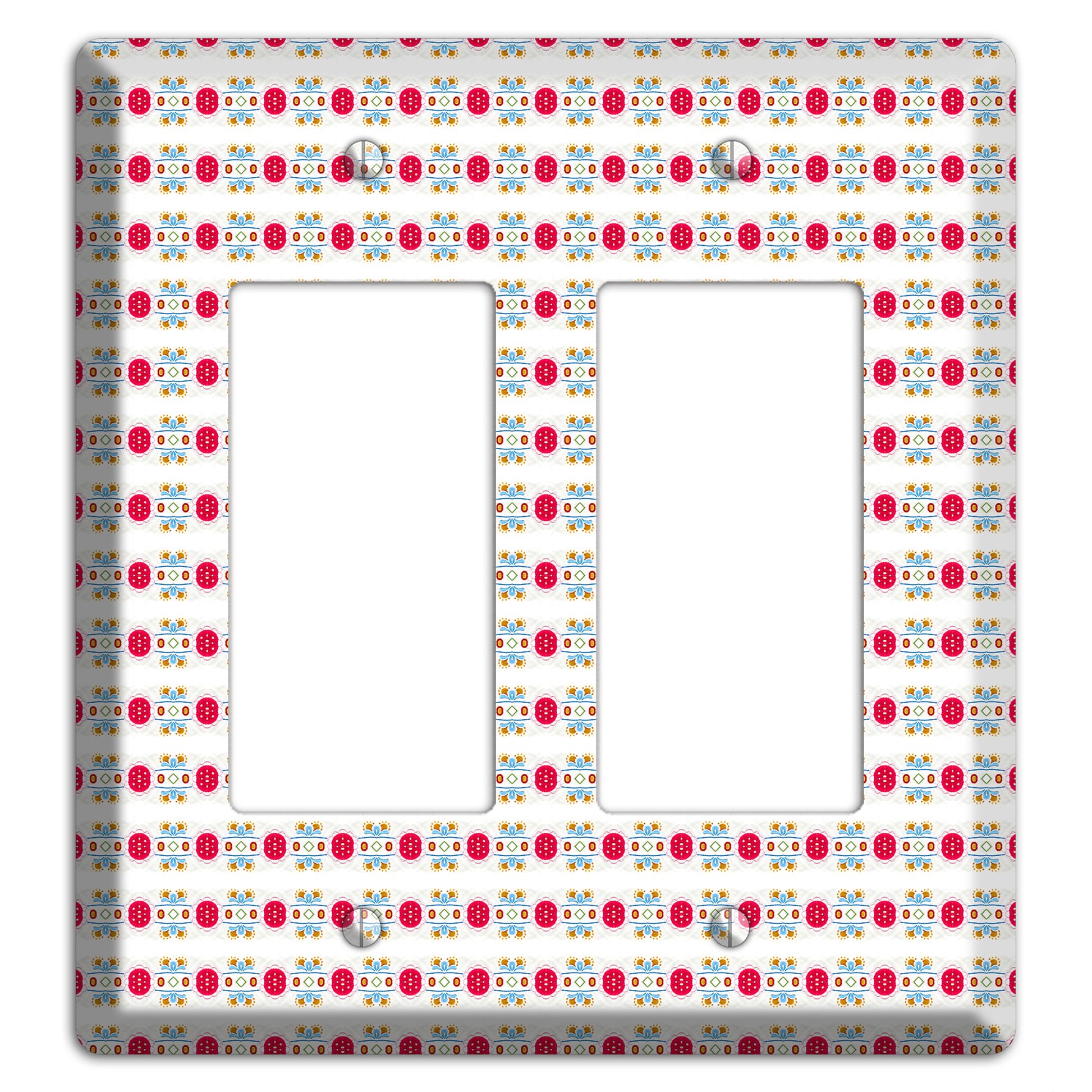 Off White with Red Blue Olive Tapestry 2 Rocker Wallplate