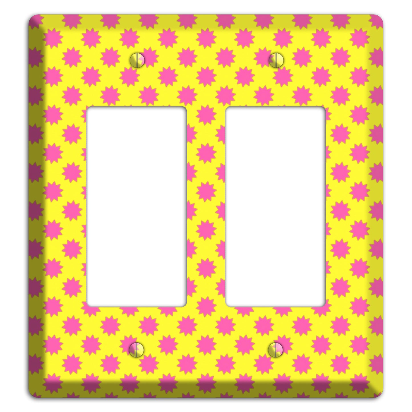 Yellow with Pink Burst 2 Rocker Wallplate