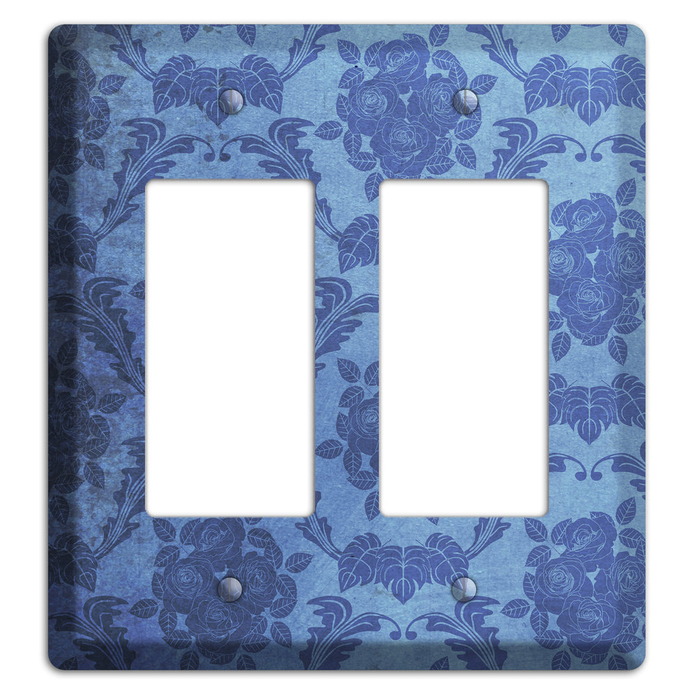 Polo Blue Vintage Rose Damask 2 Rocker Wallplate