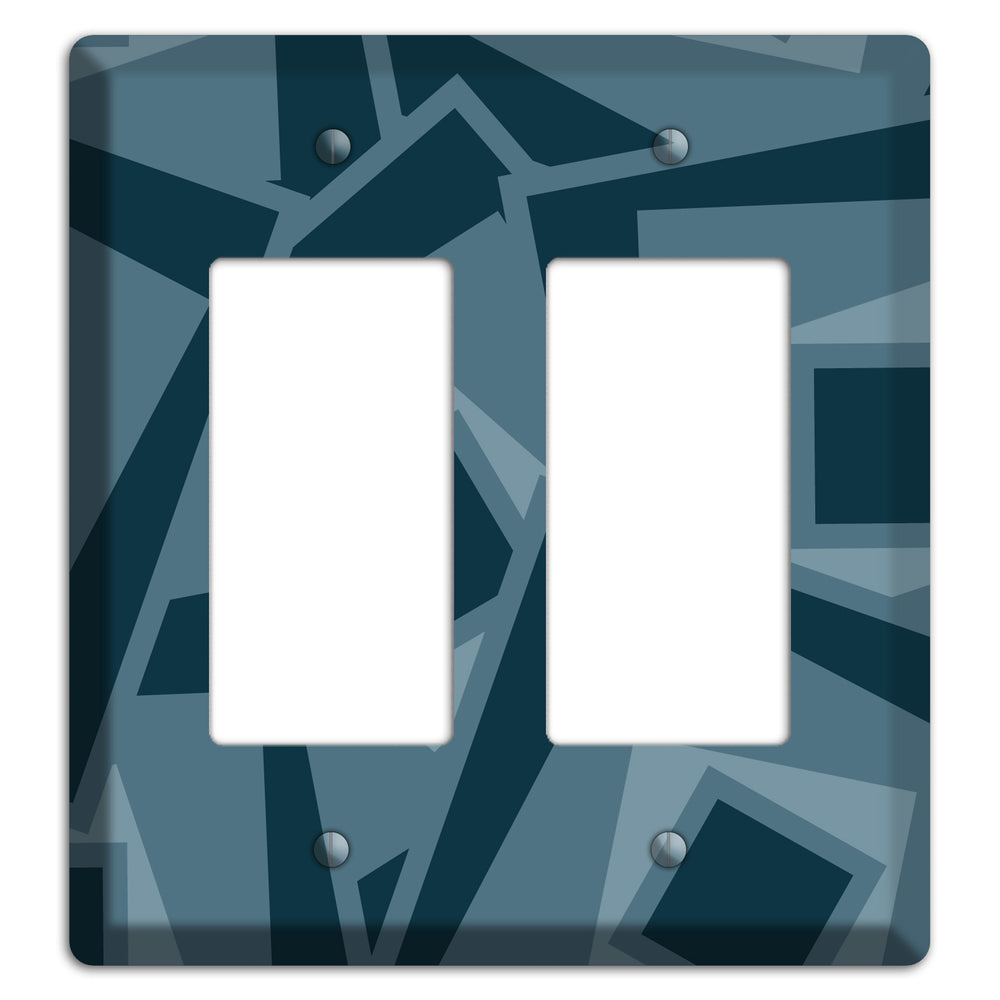 Blue-grey Retro Cubist 2 Rocker Wallplate