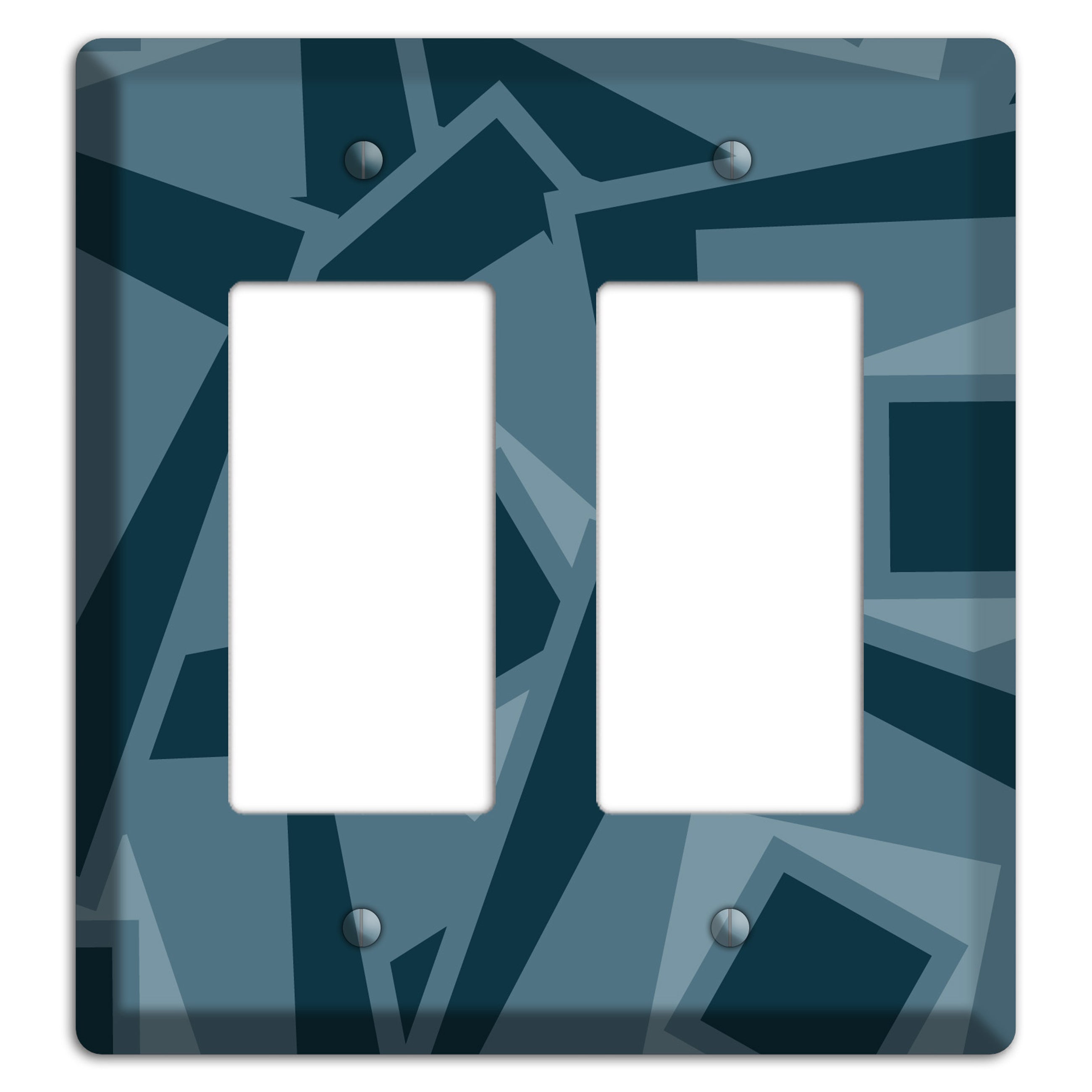 Blue-grey Retro Cubist 2 Rocker Wallplate