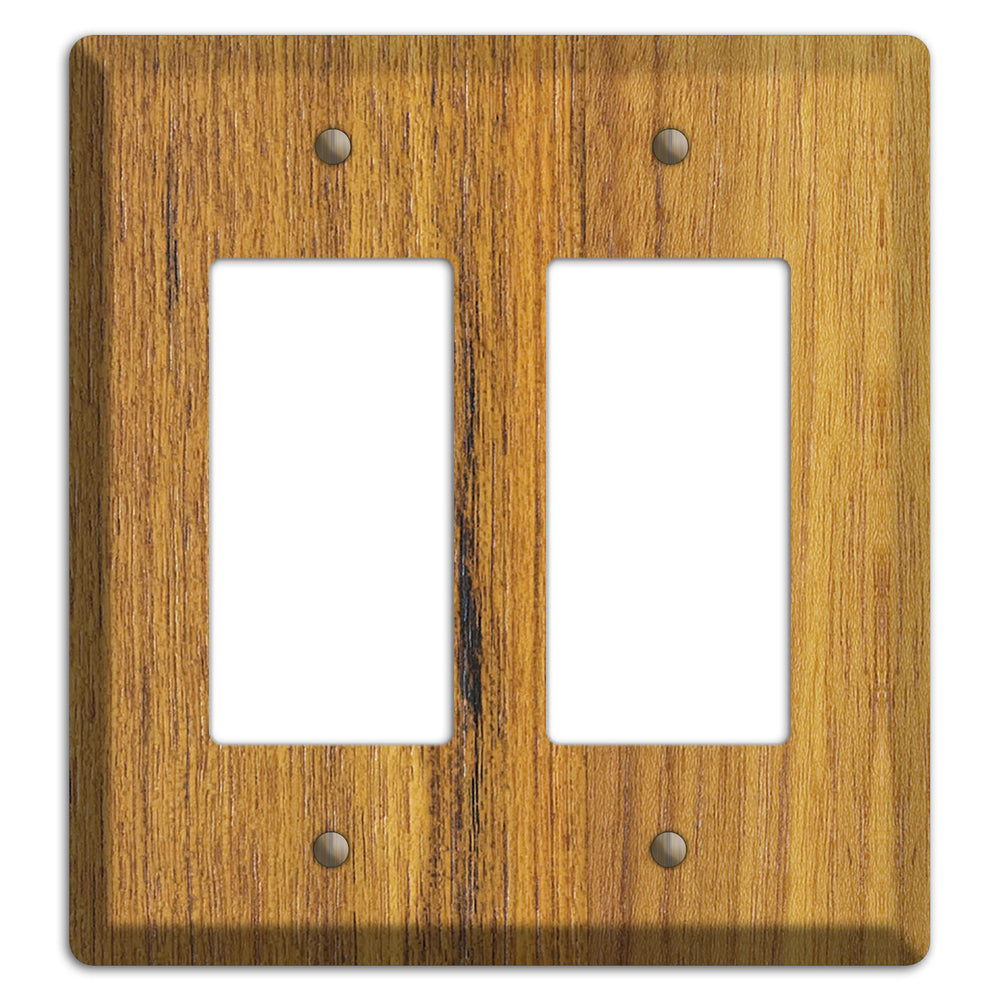 Teak Wood Double Rocker Cover Plate