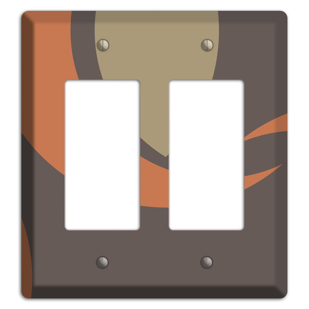 Grey Beige and Orange Abstract 2 Rocker Wallplate