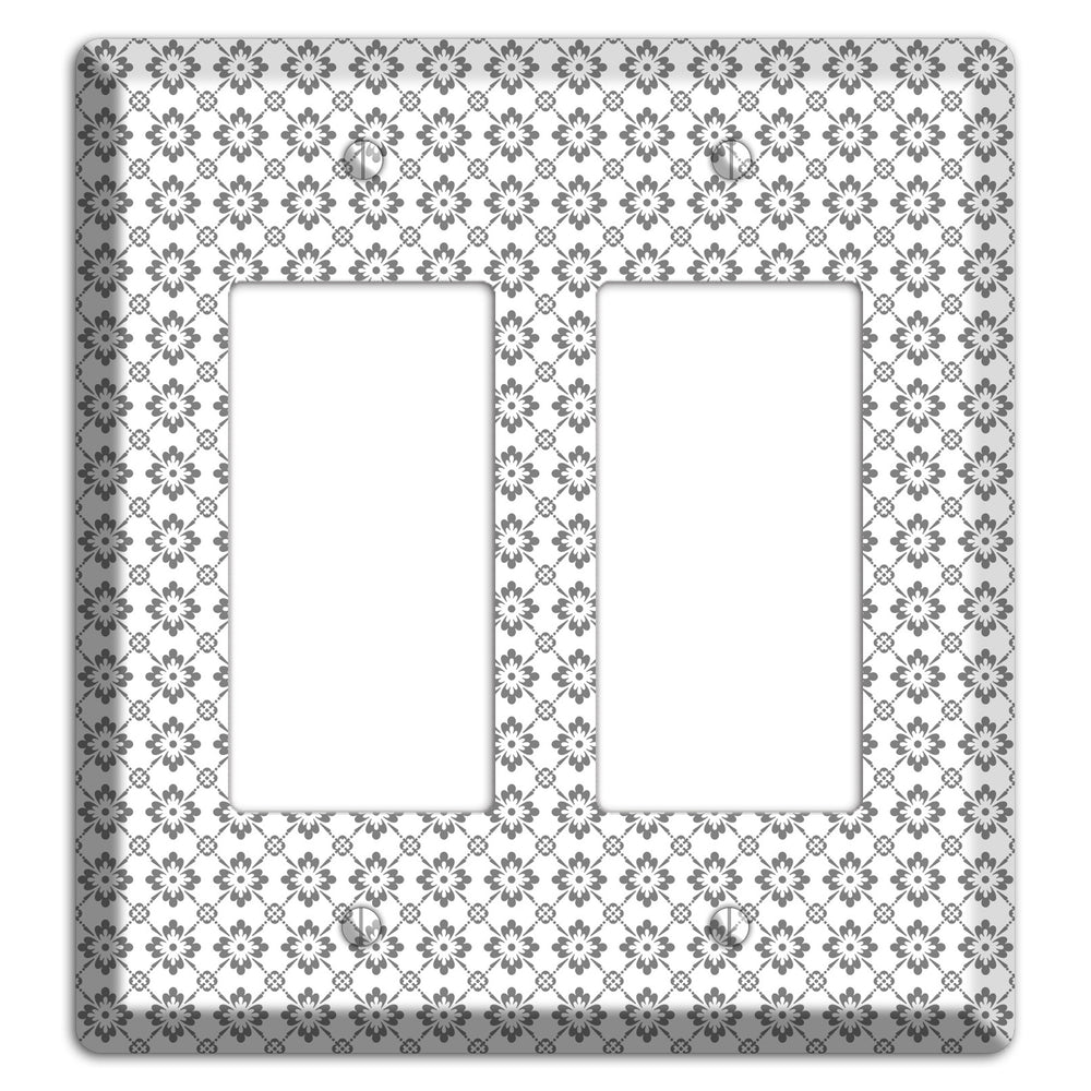 White with Grey Foulard 2 Rocker Wallplate