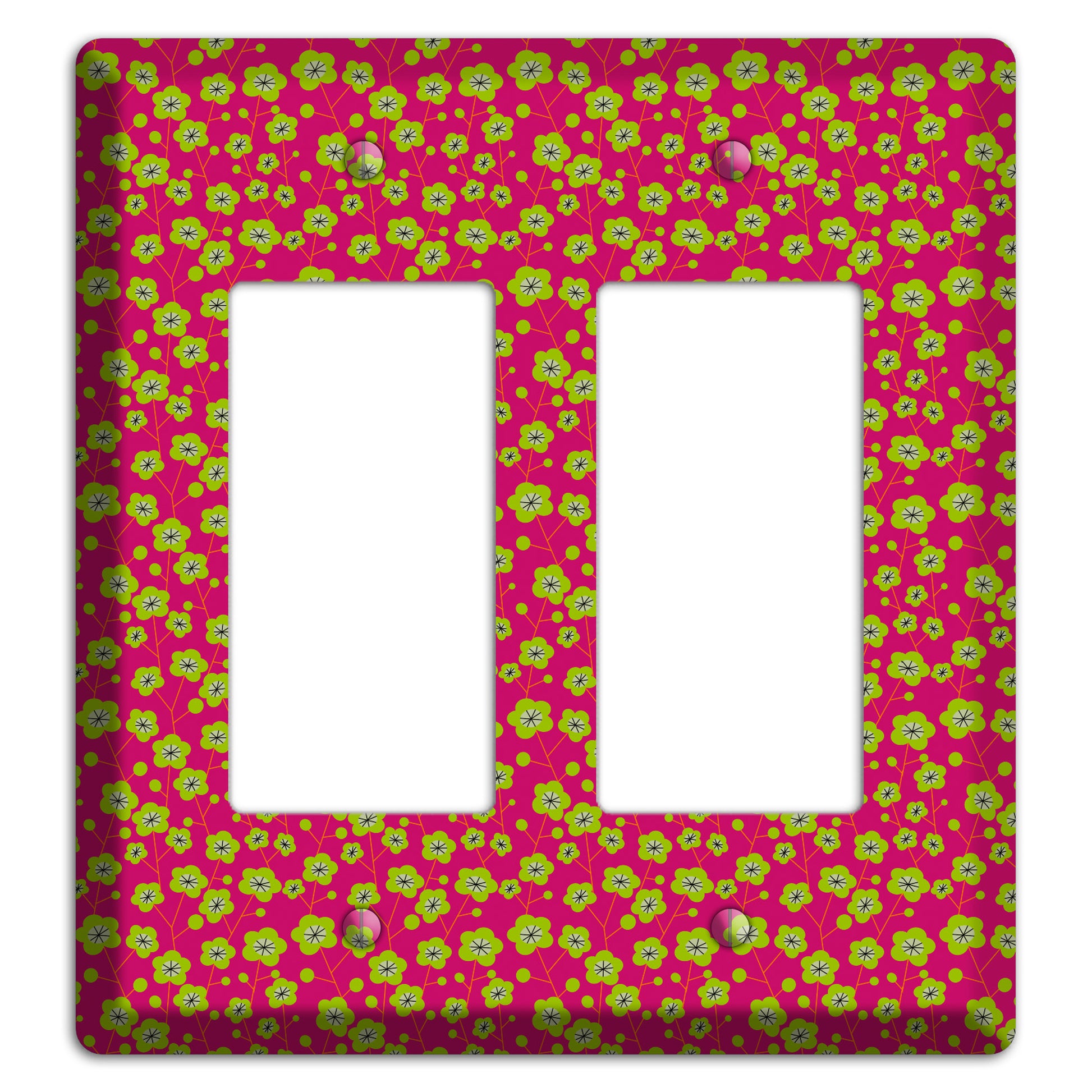 Fuschia and Yellow Calico 2 Rocker Wallplate