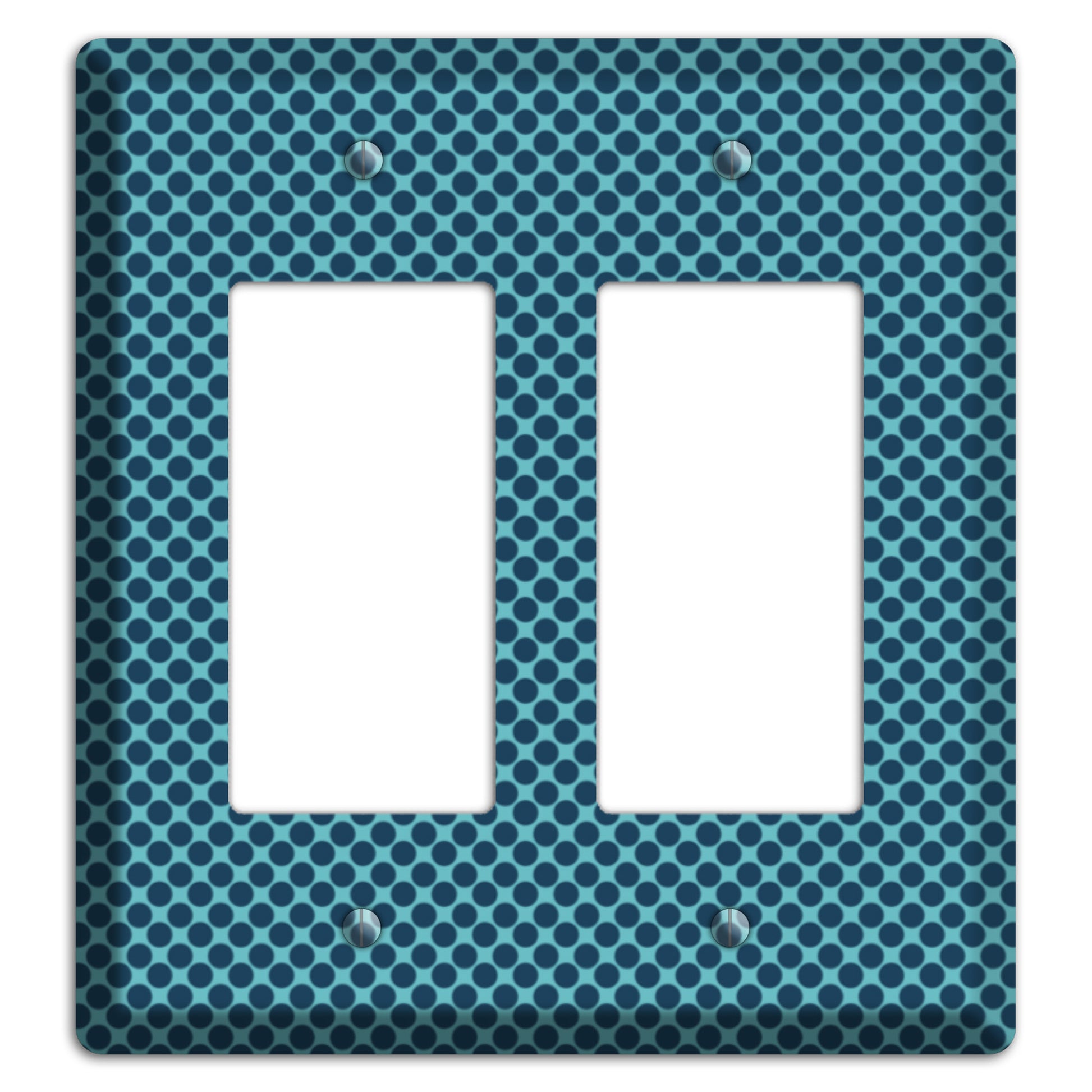 Turquoise with Blue Packed Polka Dots 2 Rocker Wallplate