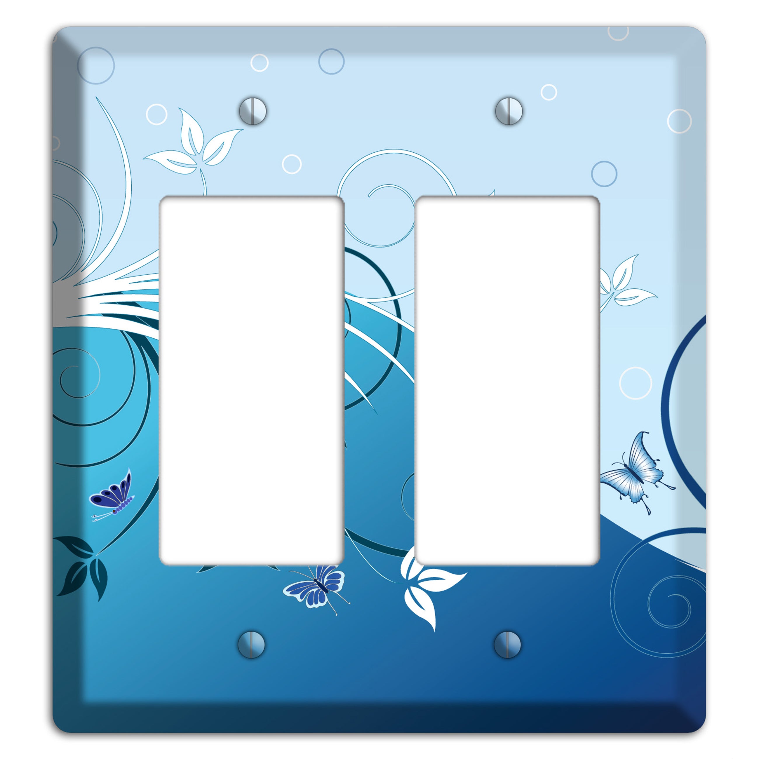 Blue Floral Sprig 2 Rocker Wallplate