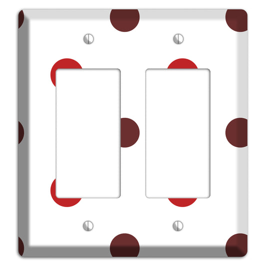 Red and Brown Medium Polka Dots 2 Rocker Wallplate
