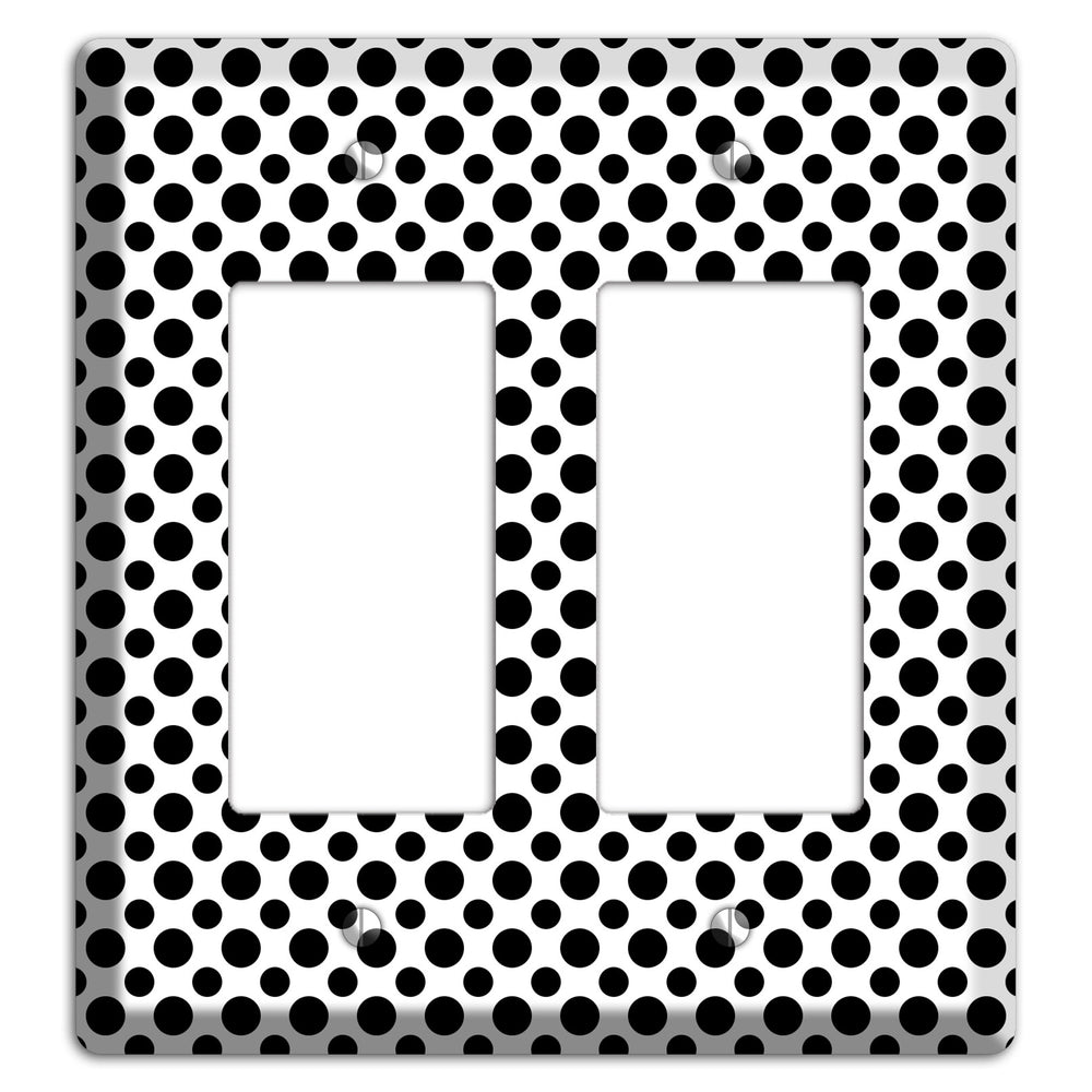 White with Black Multi Small Polka Dots 2 Rocker Wallplate