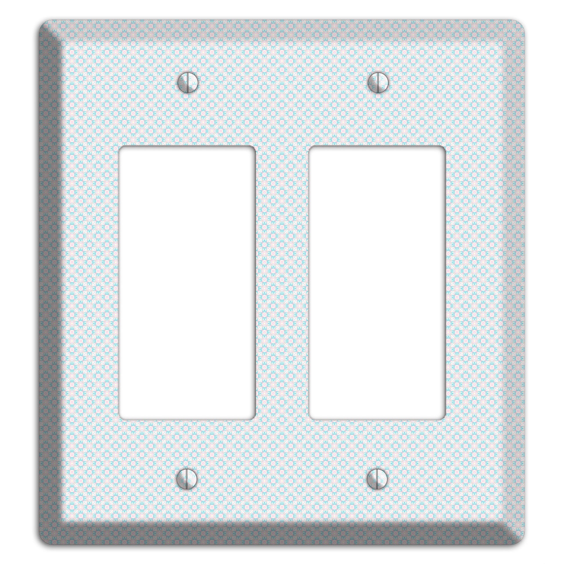 White with Light Blue Tiny Arabesque 2 Rocker Wallplate