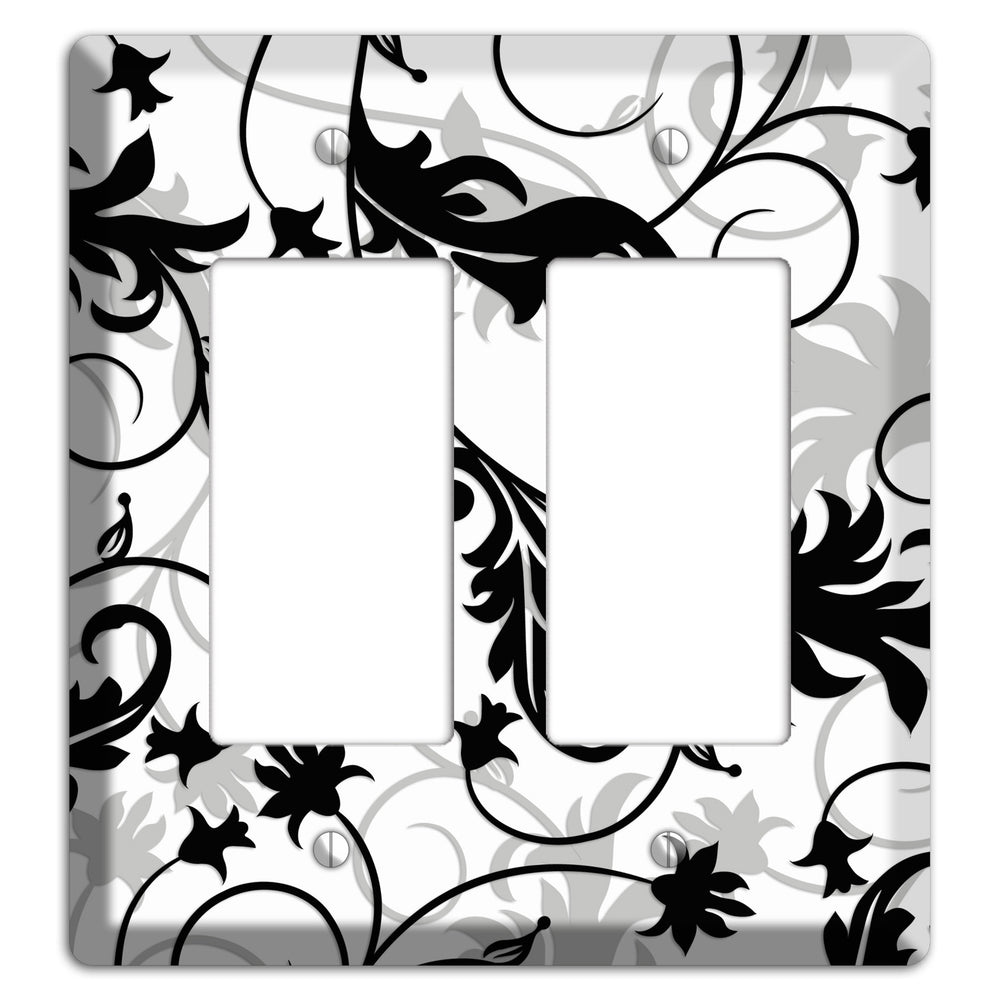 Black White and Grey Victorian Sprig 2 Rocker Wallplate