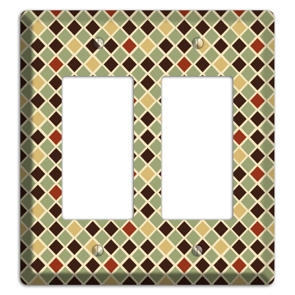 Olive Mustard Maroon Diamonds 2 Rocker Wallplate