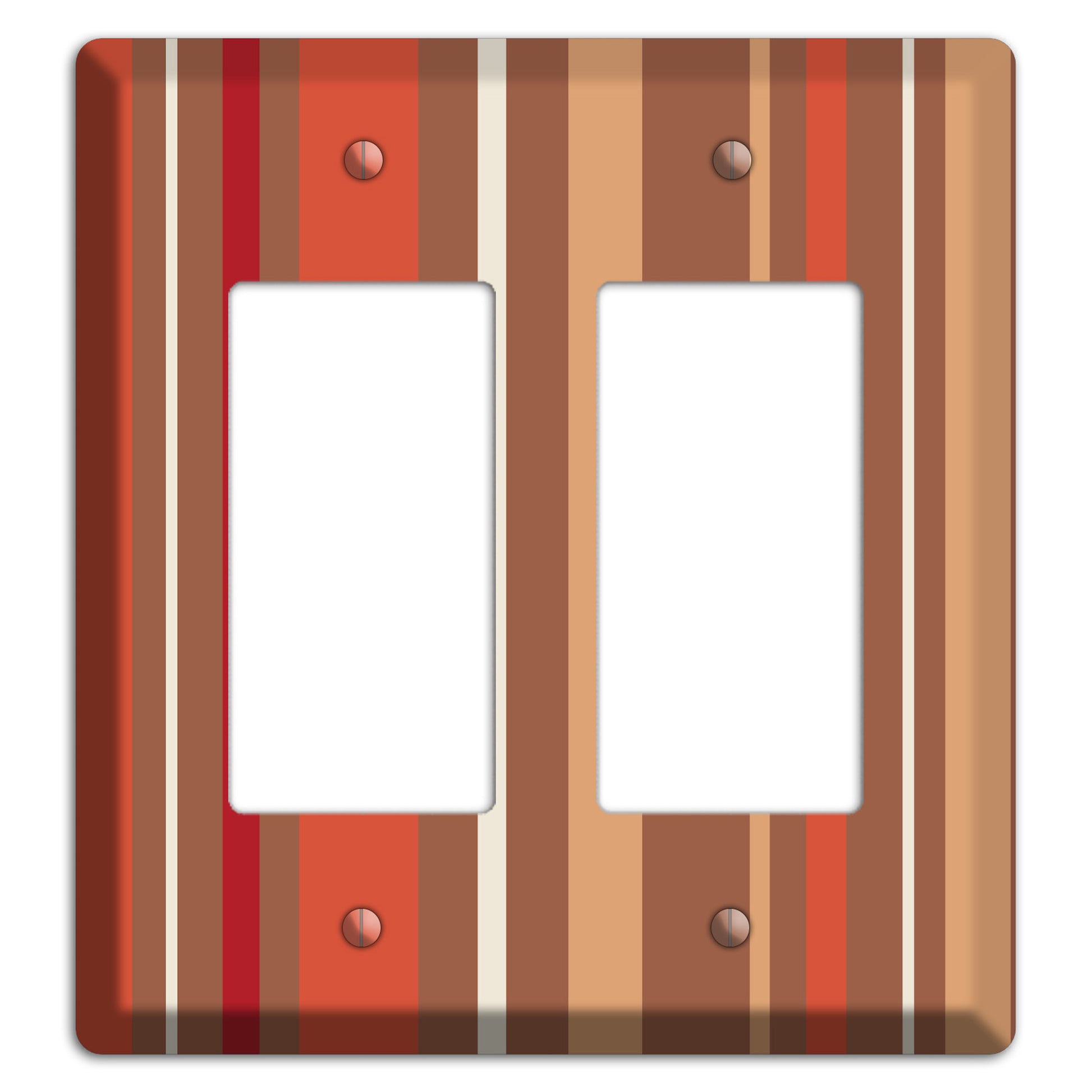 Multi Coral Vertical Stripe 2 Rocker Wallplate