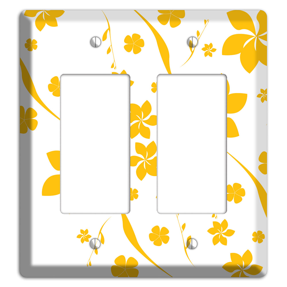 White with Yellow Flower 2 Rocker Wallplate