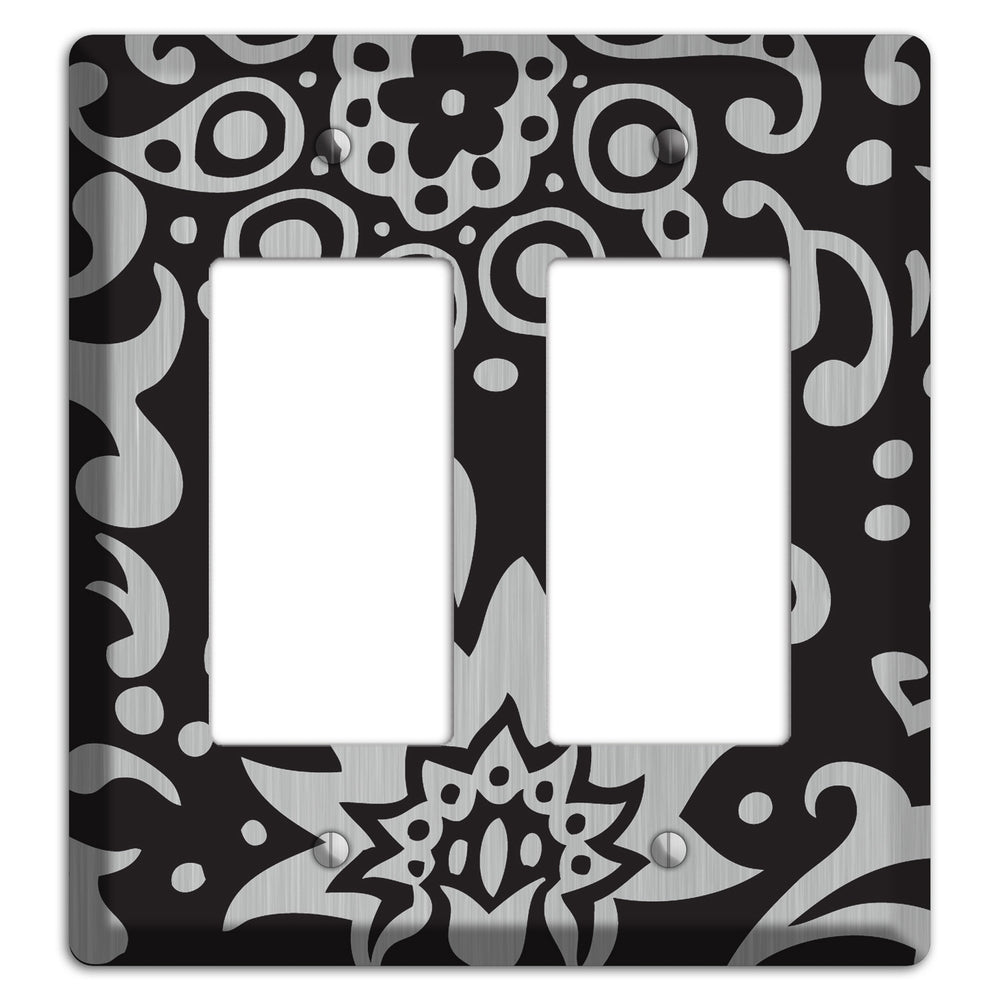 Black Boteh Stainless Steel 2 Rocker Wallplate