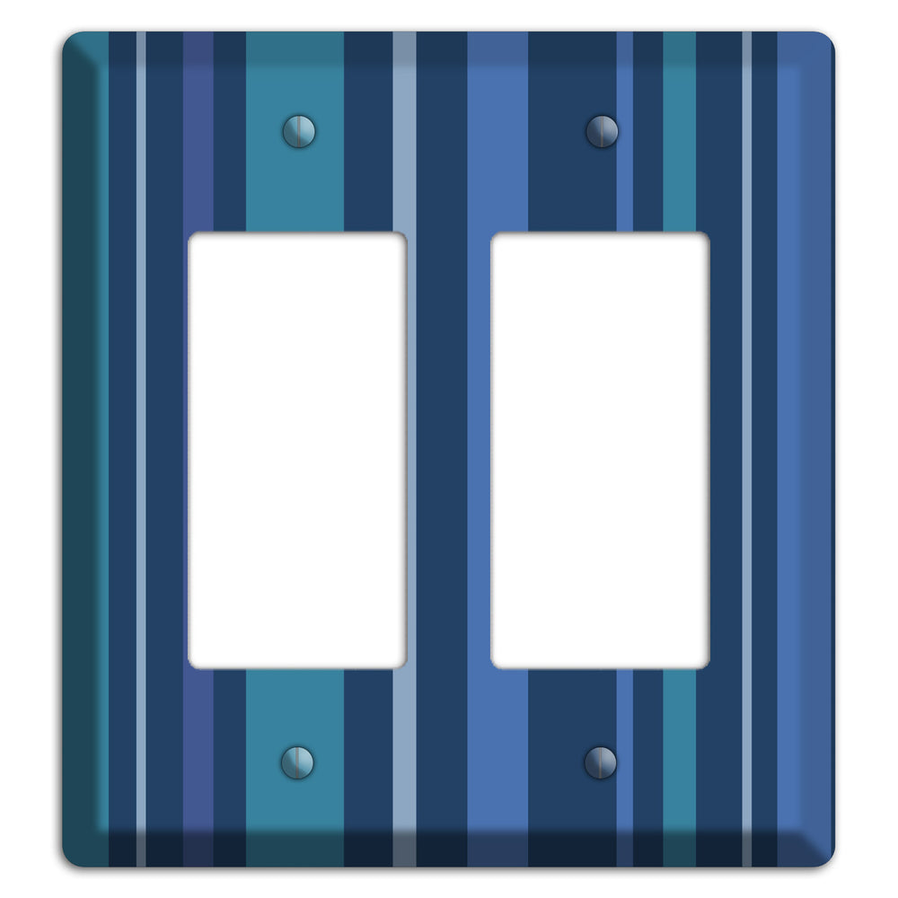 Multi Blue Vertical Stripes 2 Rocker Wallplate