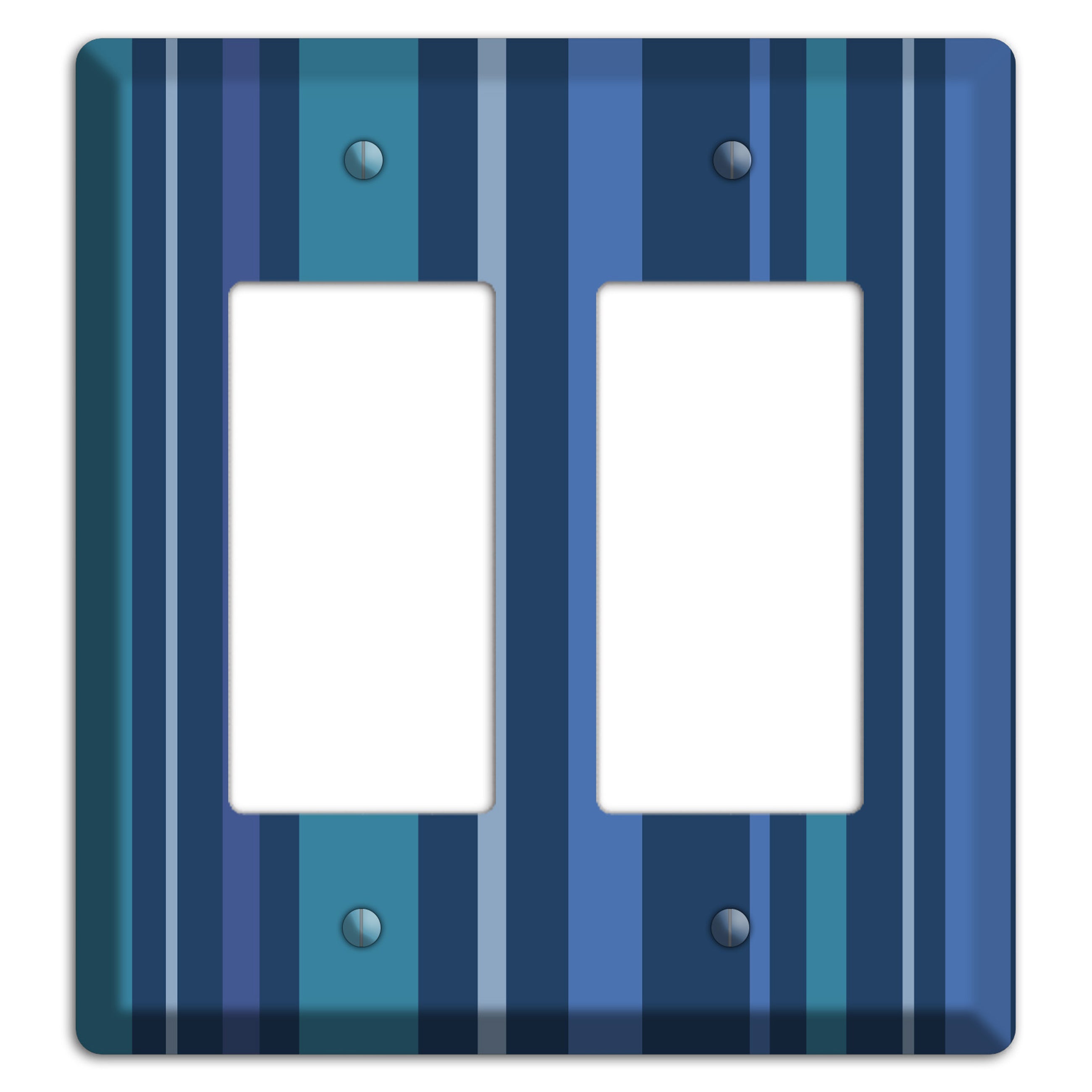 Multi Blue Vertical Stripes 2 Rocker Wallplate