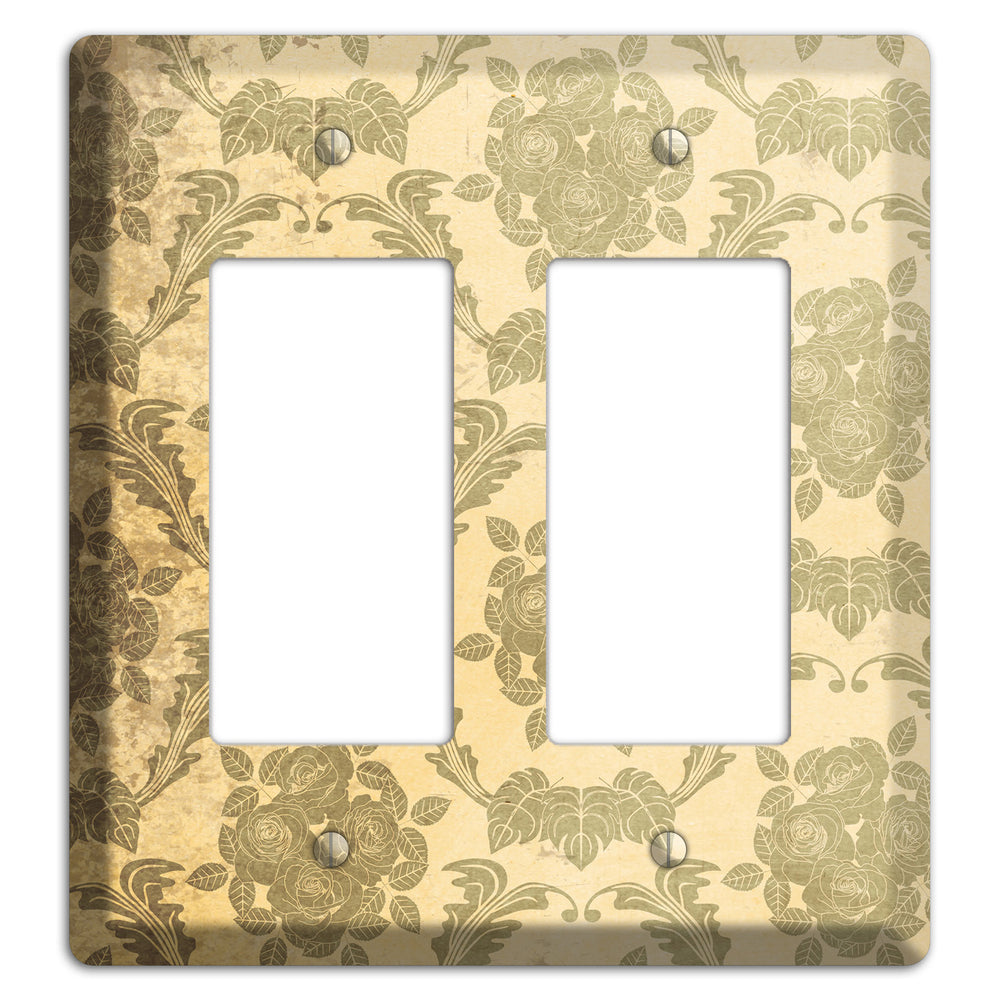 Straw Vintage Rose Damask 2 Rocker Wallplate