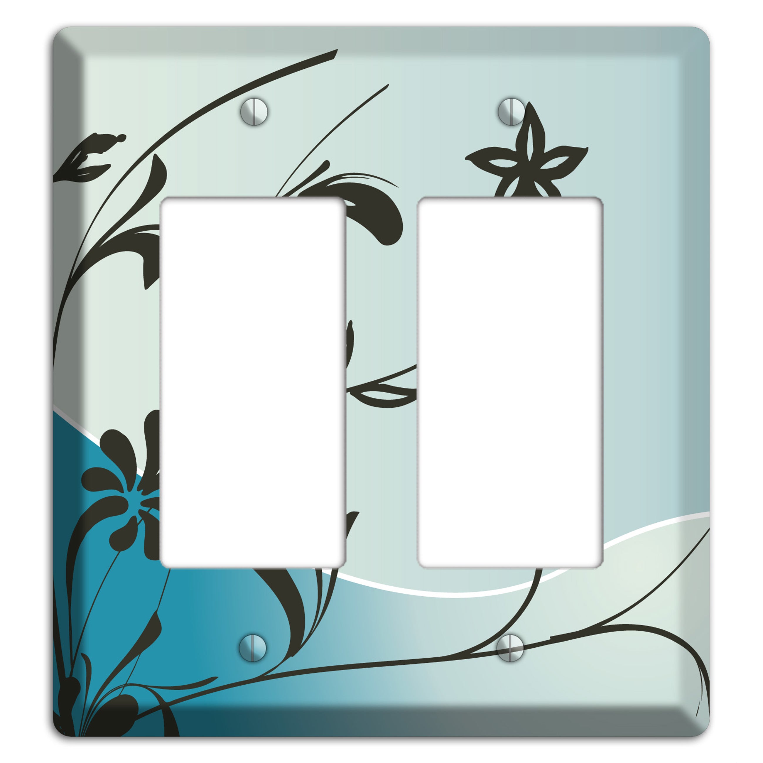 Blue-grey Floral Sprig 2 Rocker Wallplate