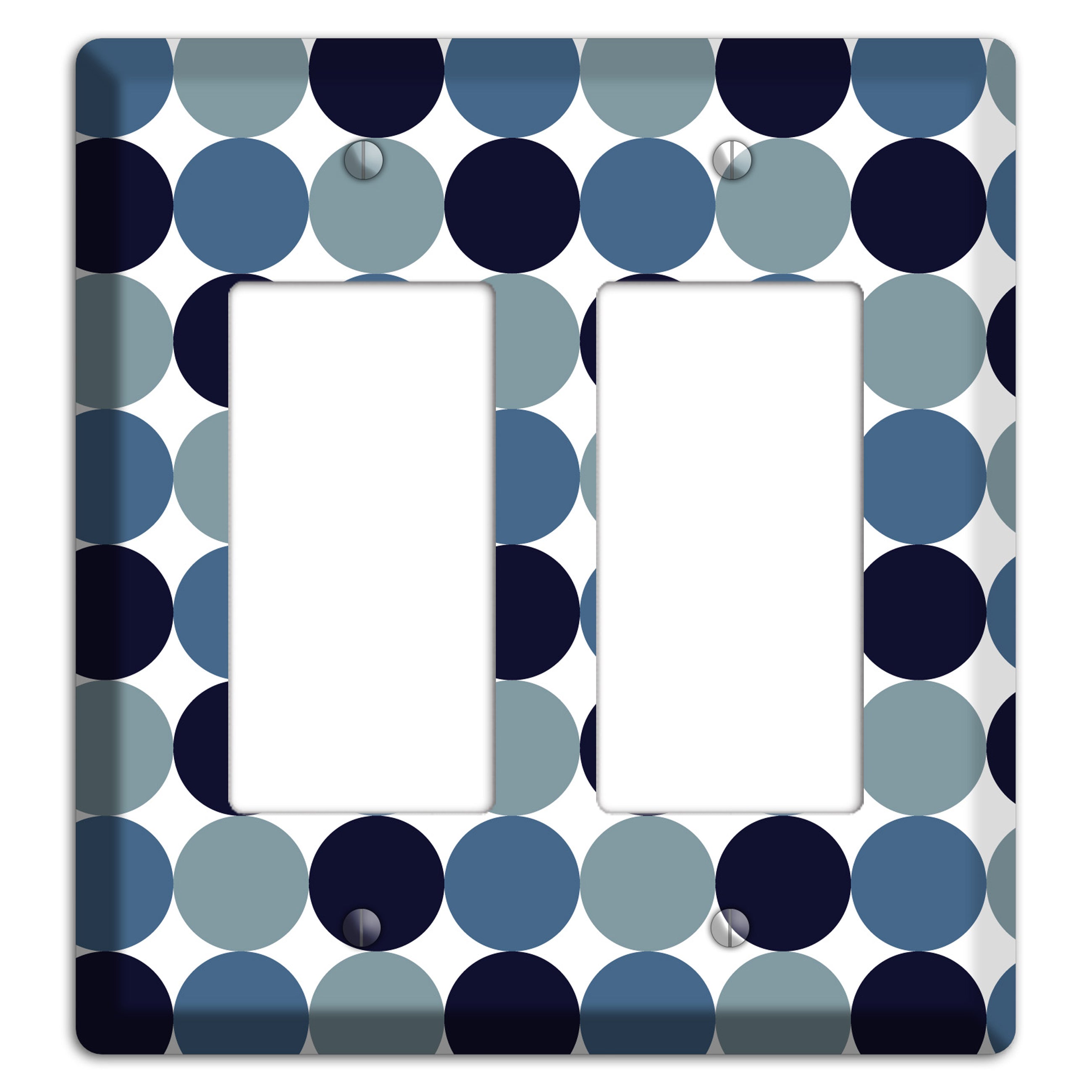 Multi Dusty Blue Tiled Dots 2 Rocker Wallplate