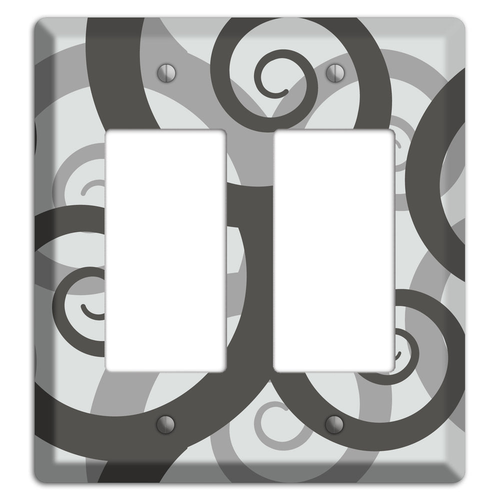 Grey with Black Large Swirl 2 Rocker Wallplate