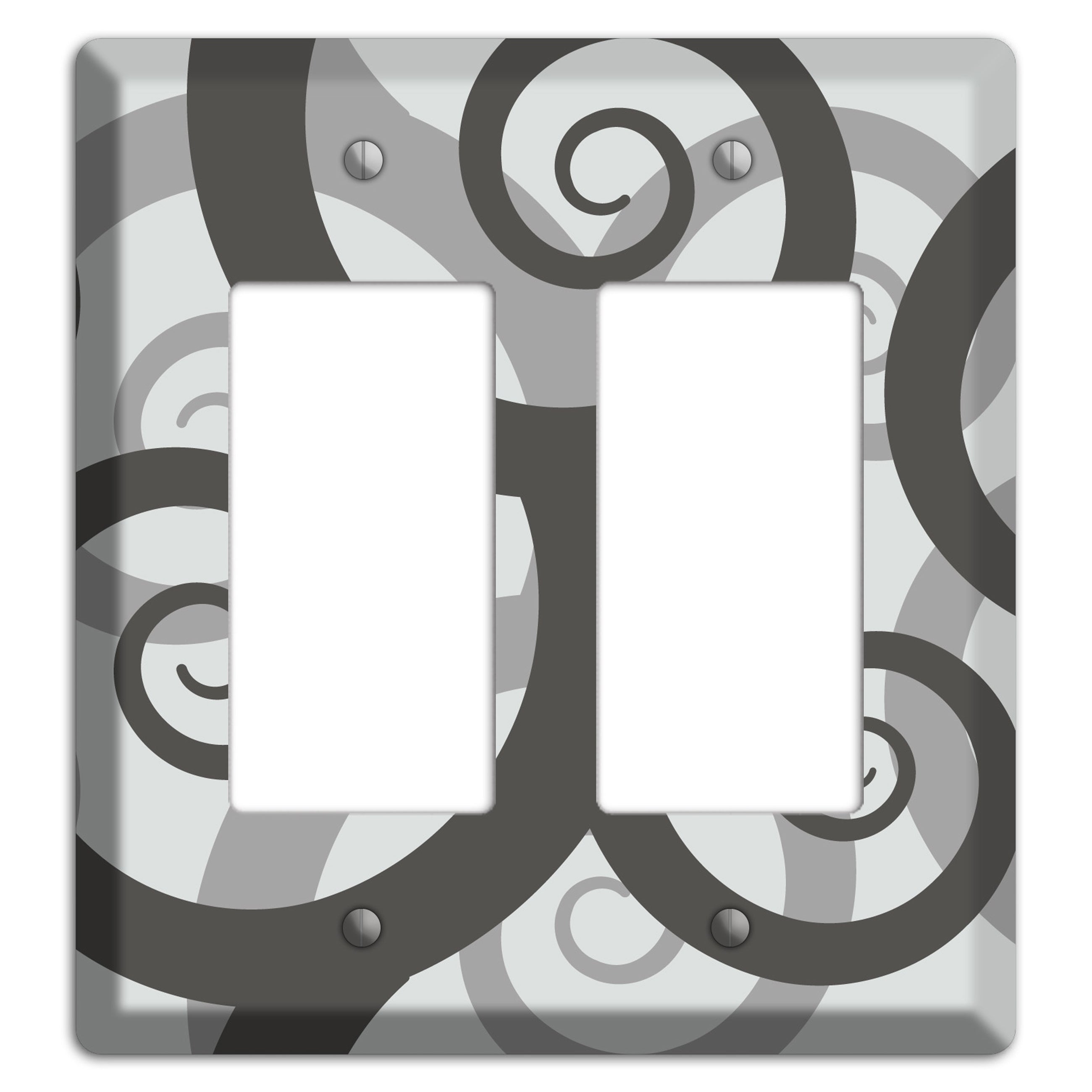 Grey with Black Large Swirl 2 Rocker Wallplate