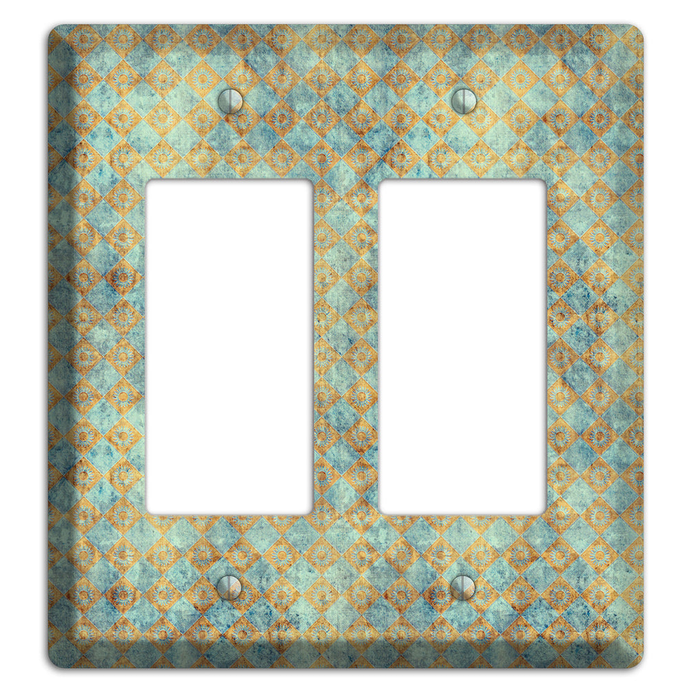 Green and Beige Diamond Circles 2 Rocker Wallplate