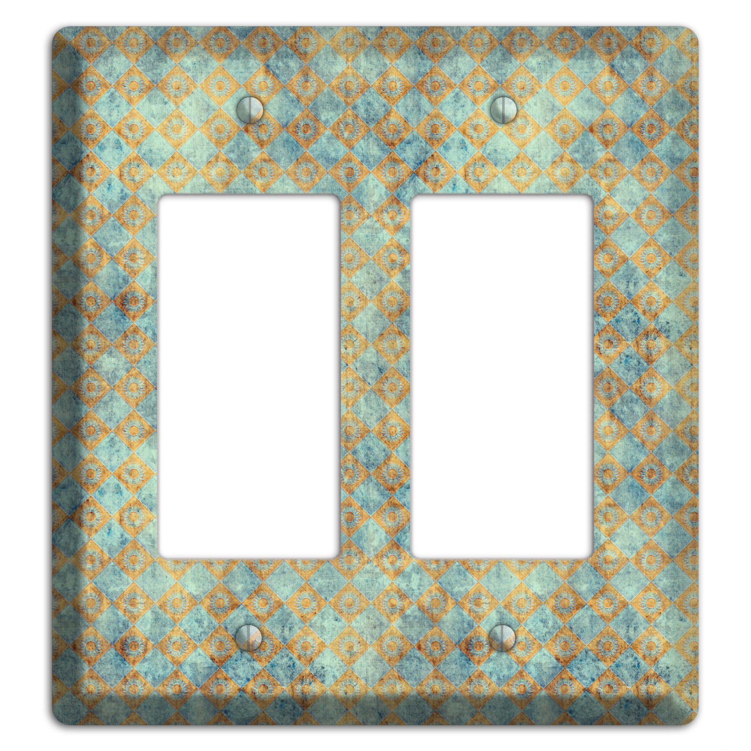 Green and Beige Diamond Circles 2 Rocker Wallplate